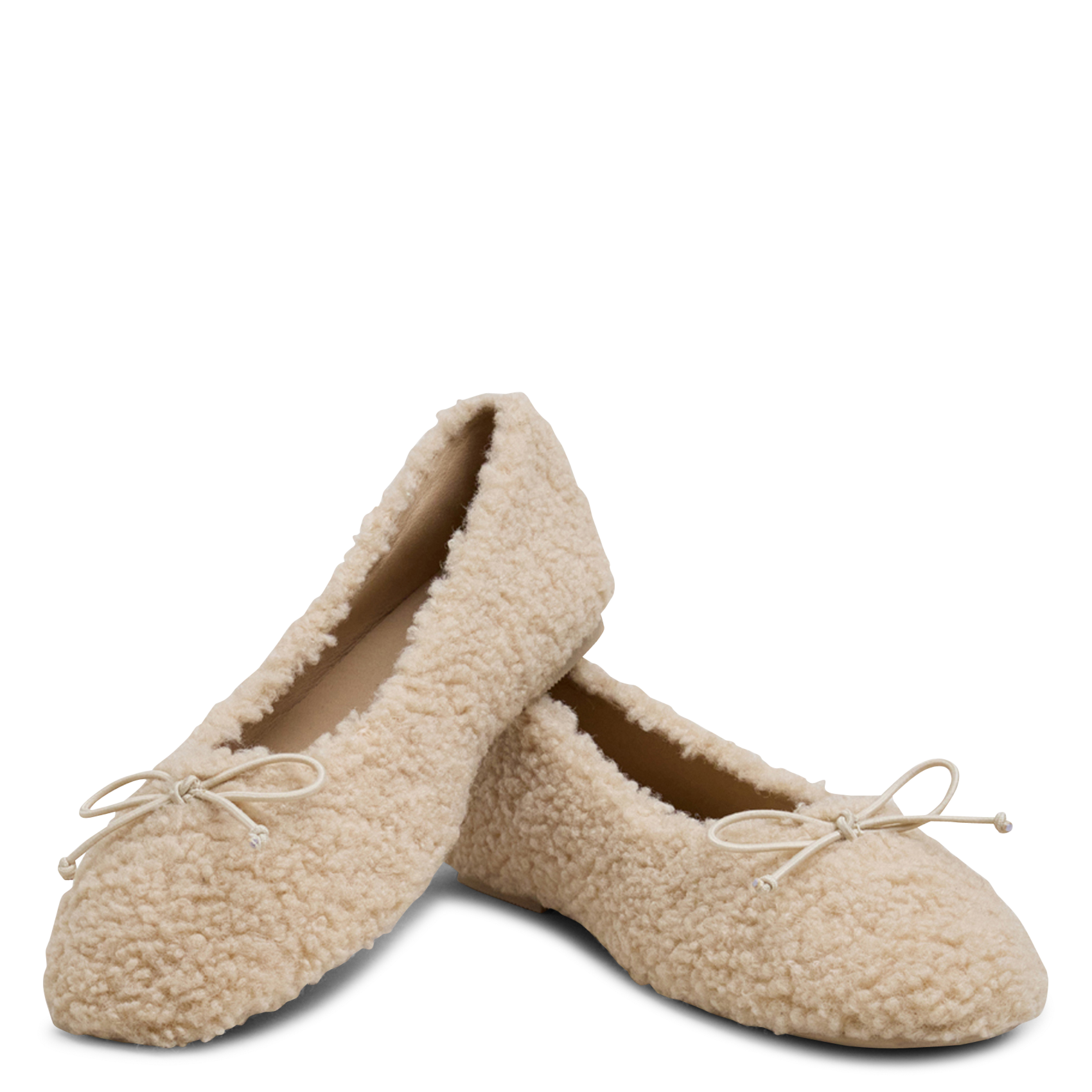 Round-Toe Sherpa Ballet Flats JONAK Beige