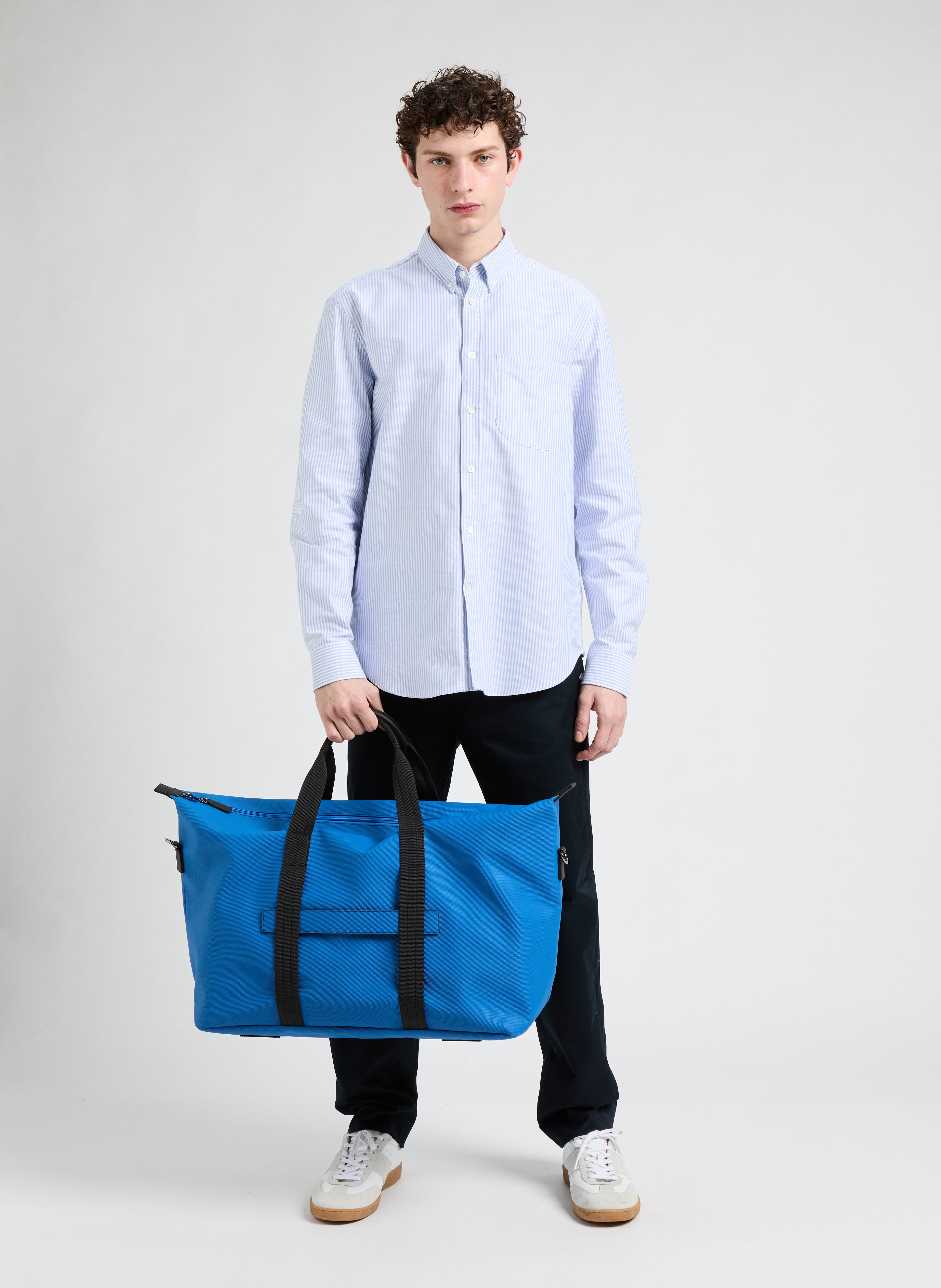Striped euray shirt with American collar in euray cotton SAISON 1865 Blue