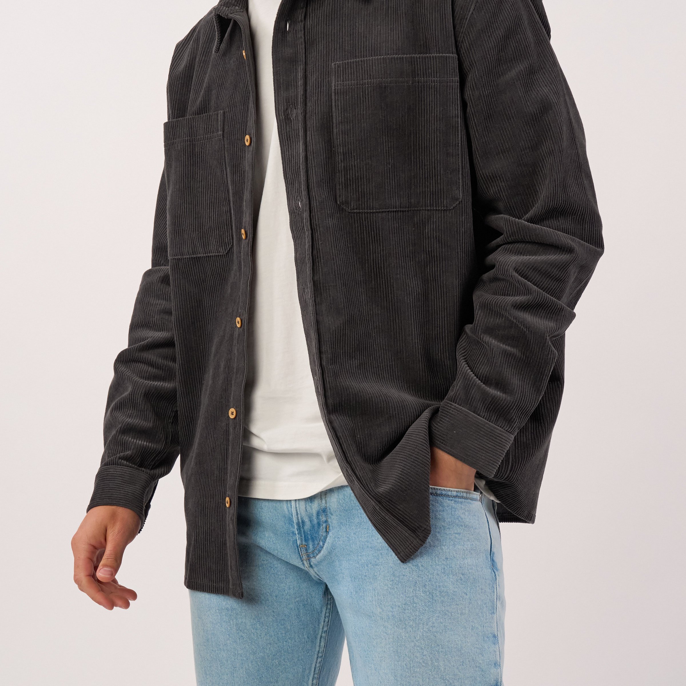 Oversized velvet overshirt BILLYBELT Grey