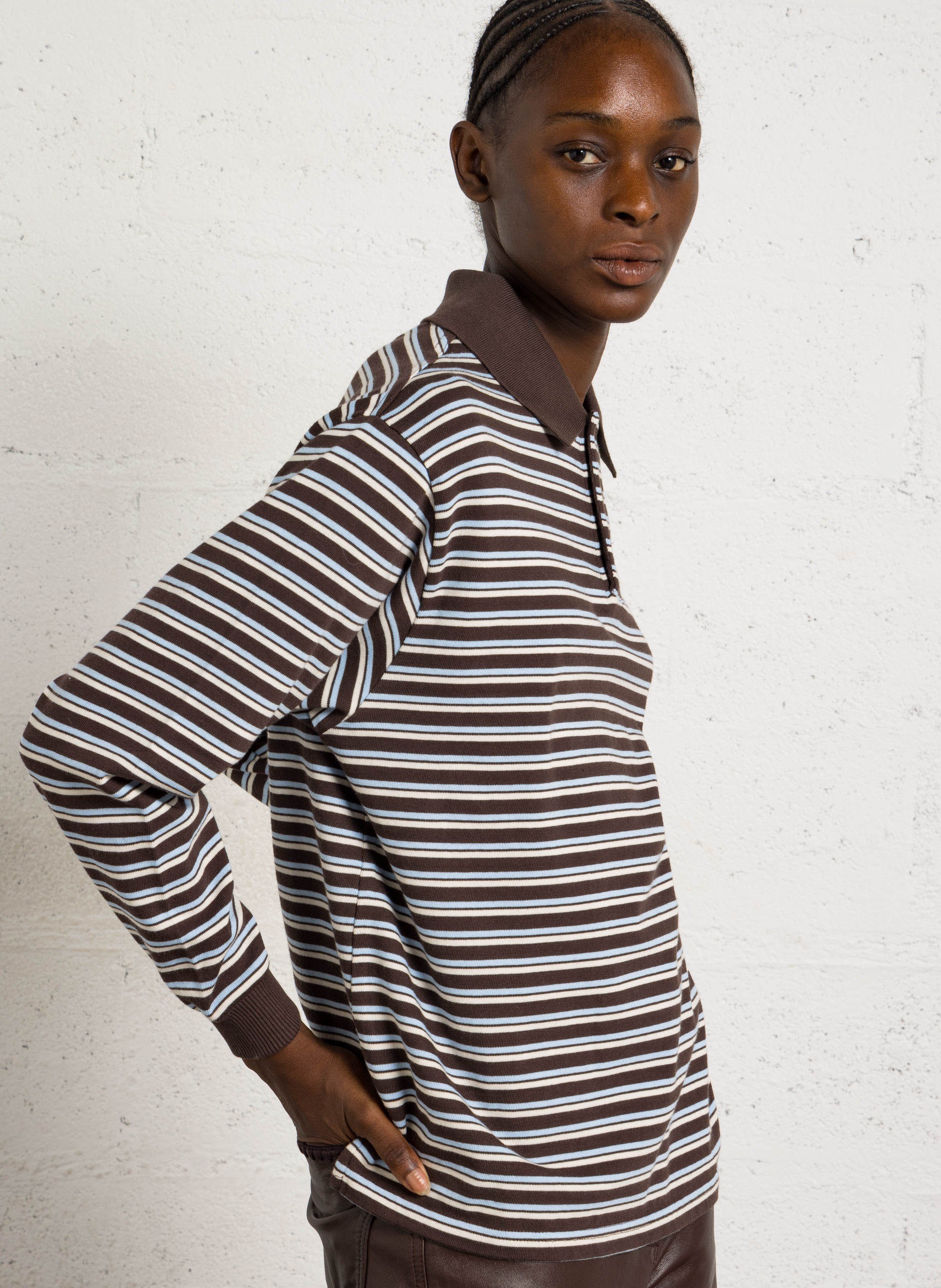 Striped straight organic cotton polo. DAMSON MADDER Multicolored