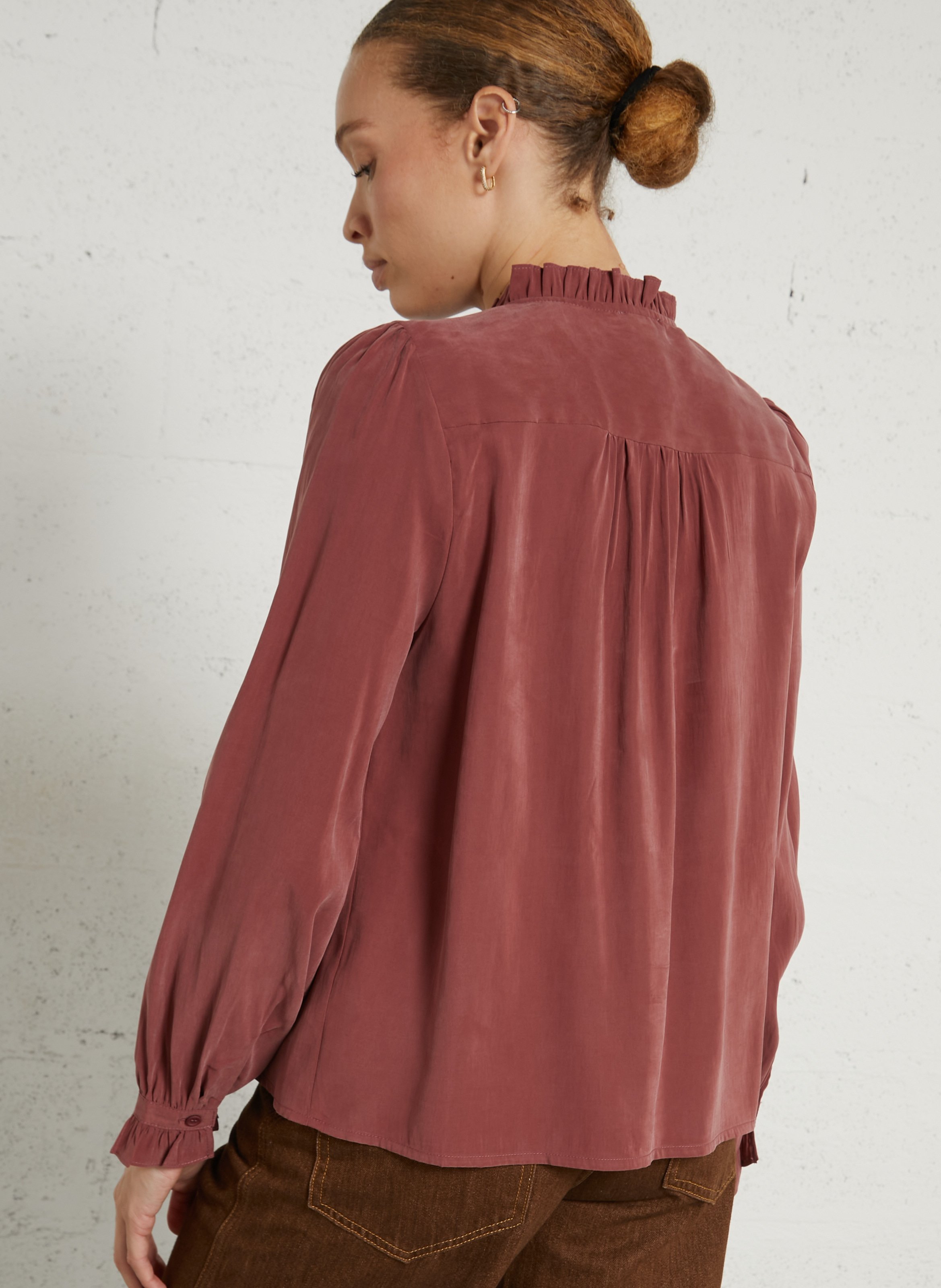 Chemise col rond à volant SEE U SOON Rouge