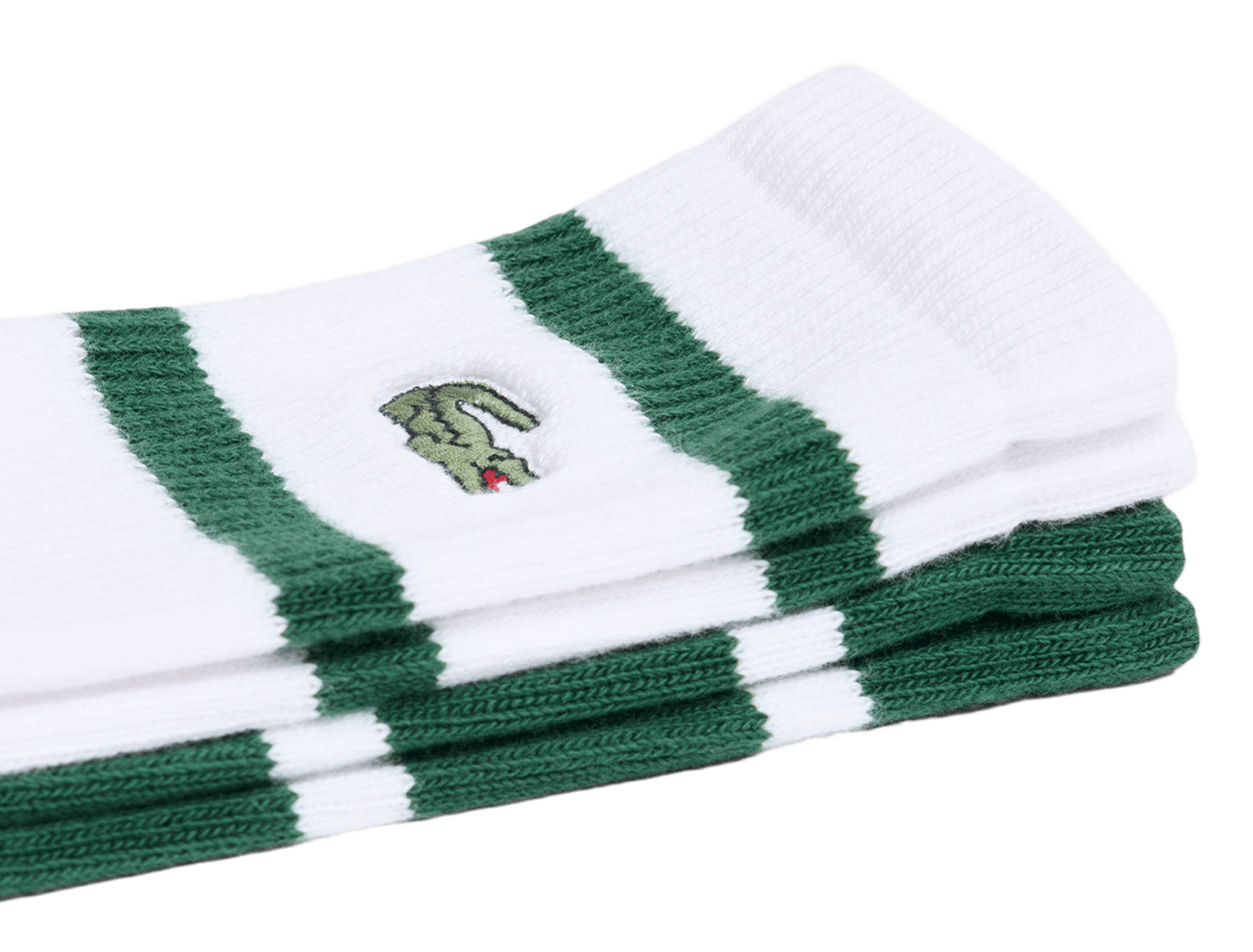 Set of 2 pairs of striped socks in blended cotton. LACOSTE Green