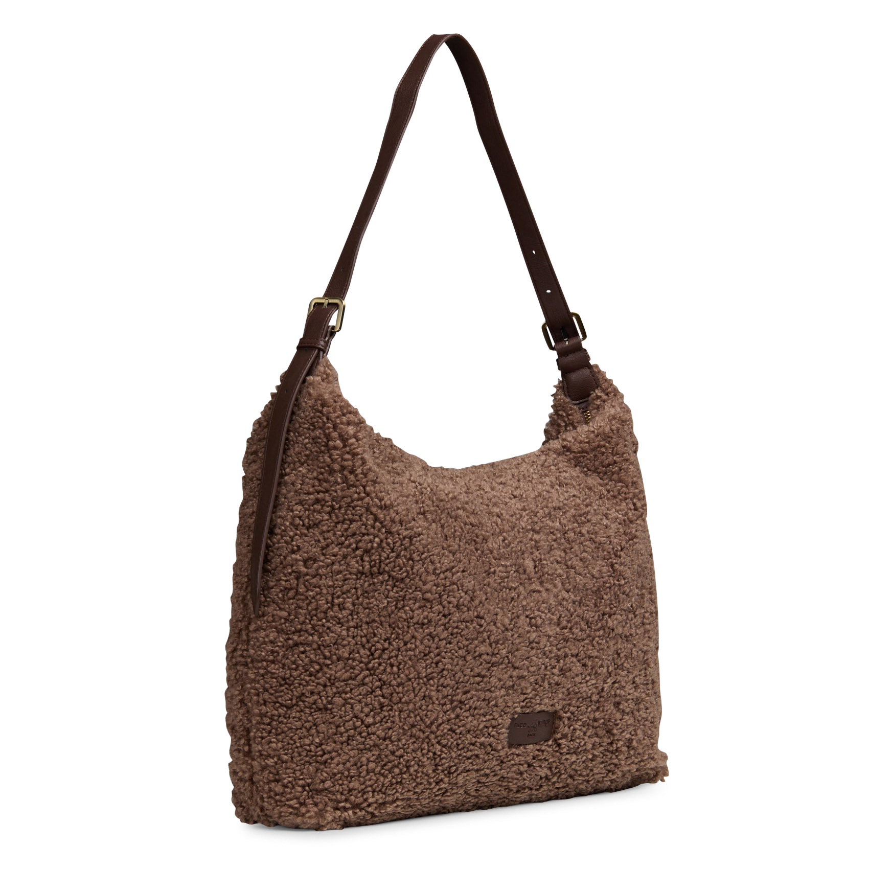 Sac porté épaule en fourrure synthétique NICE THINGS Marron