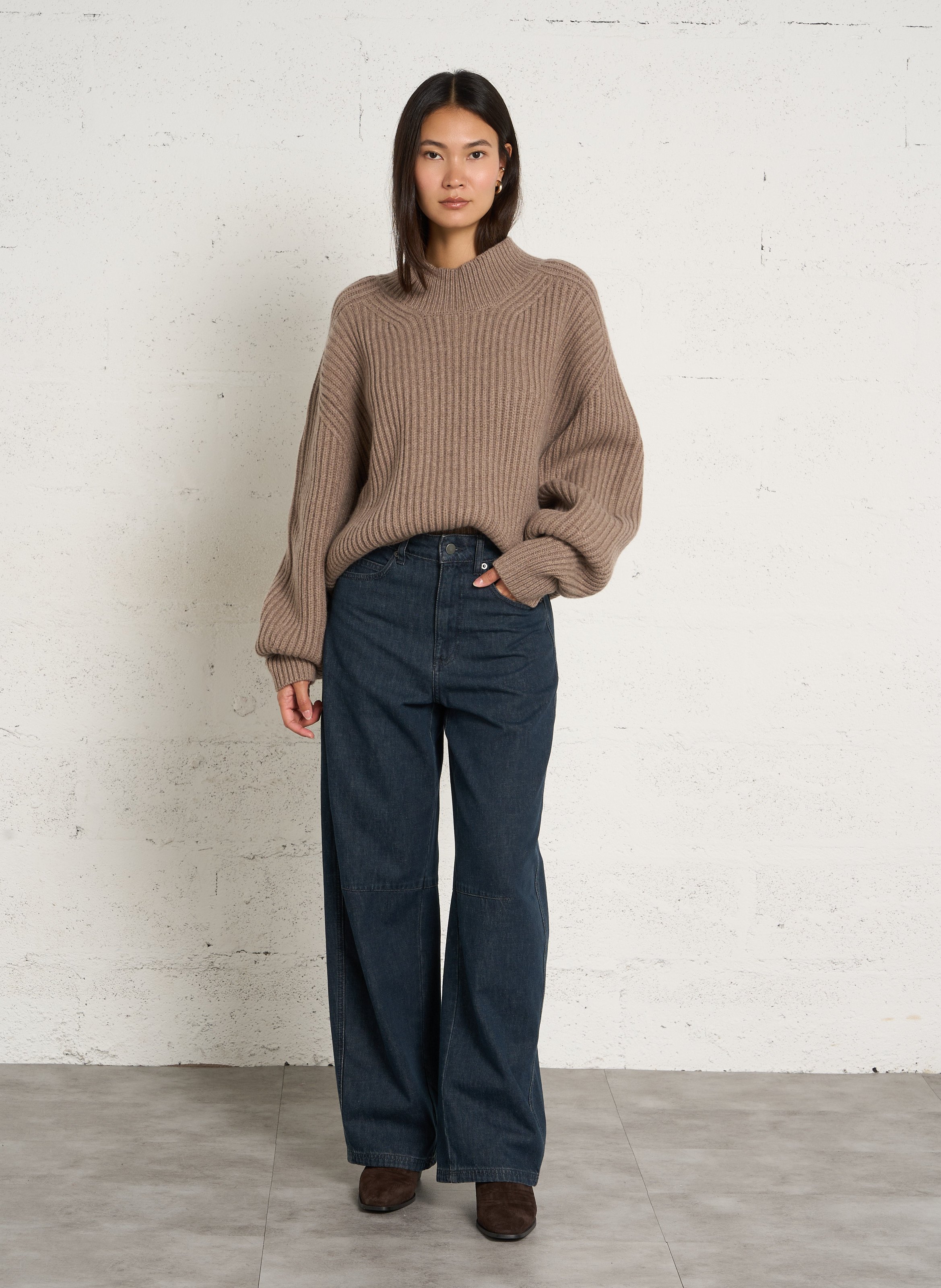 Jean barrel en coton recyclé mélangé SOEUR Bleu