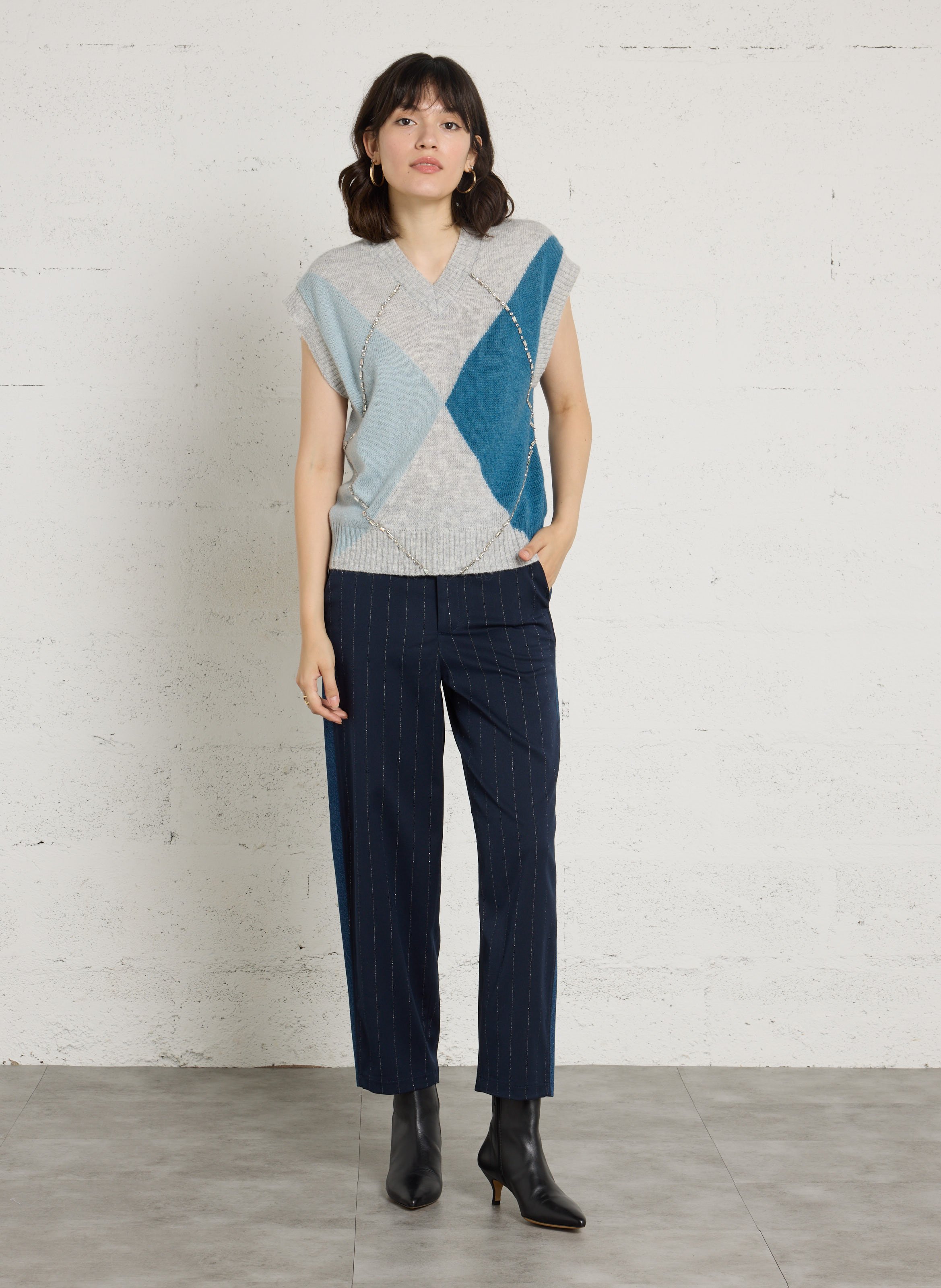 Pull sans manches en maille LIU JO Bleu