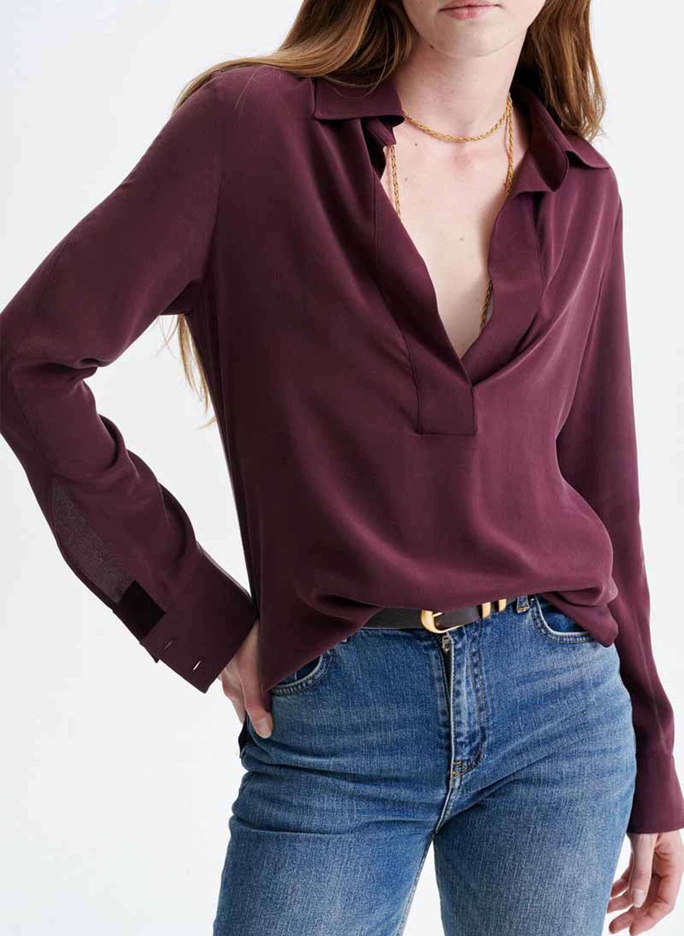 Silk Polo Collar Blouse | Purple VANESSA BRUNO Women