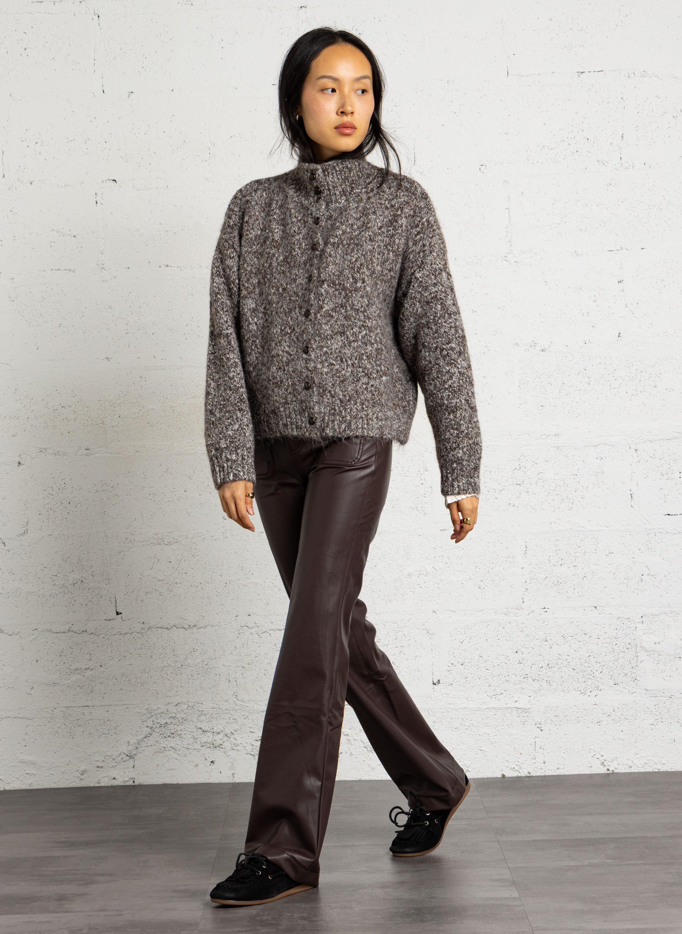High-neck cardigan LA PETITE ETOILE Brown