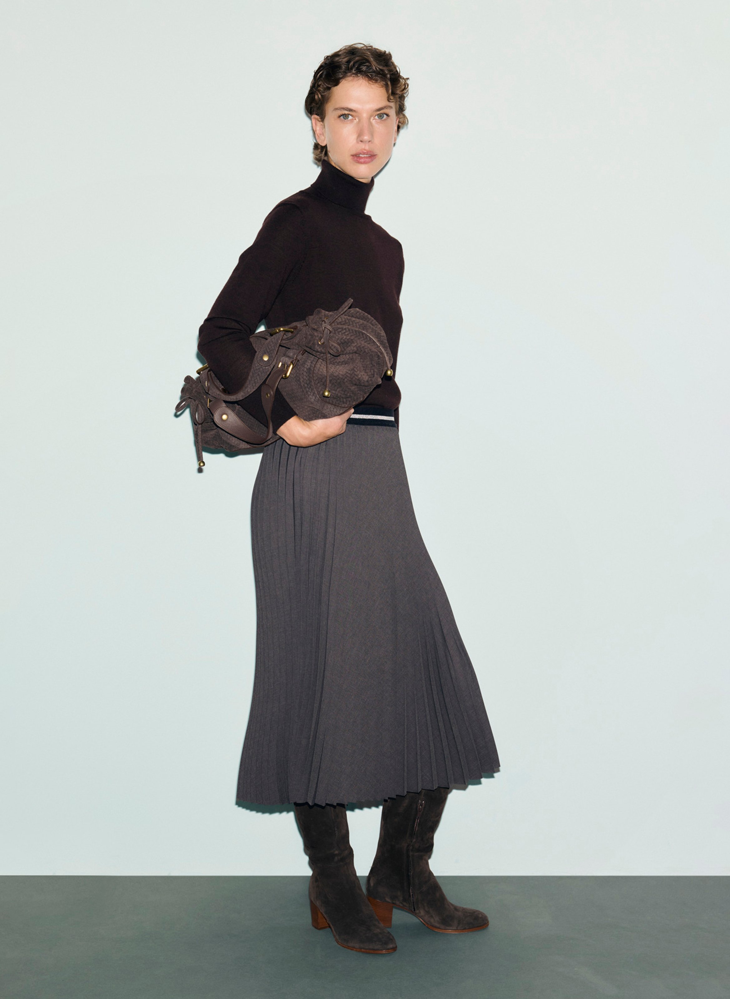 Jupe midi plissée GERARD DAREL Gris