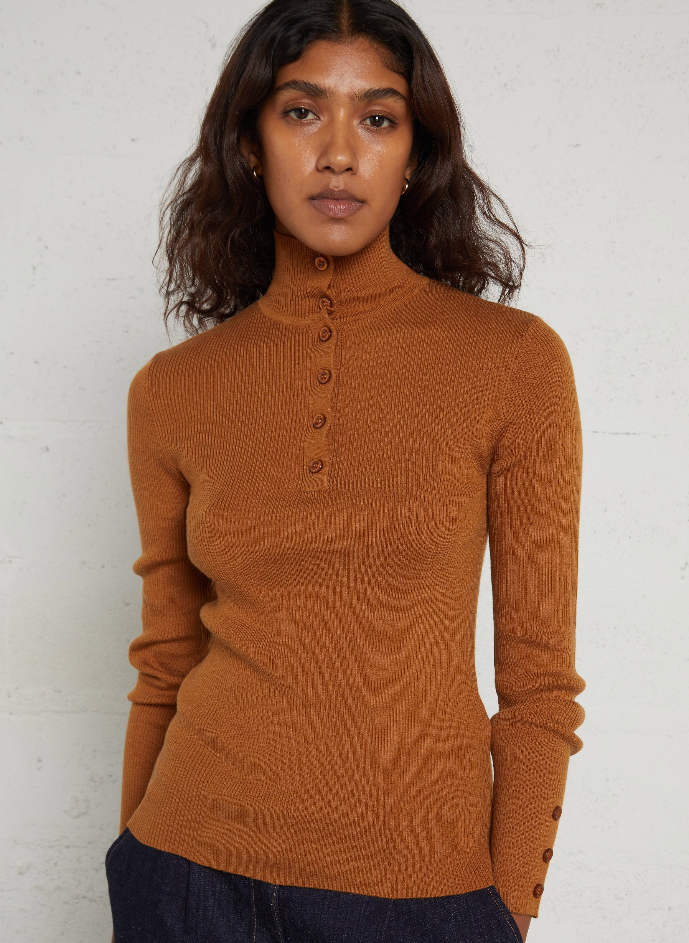 Pull cintré col montant boutonné MAISON 123