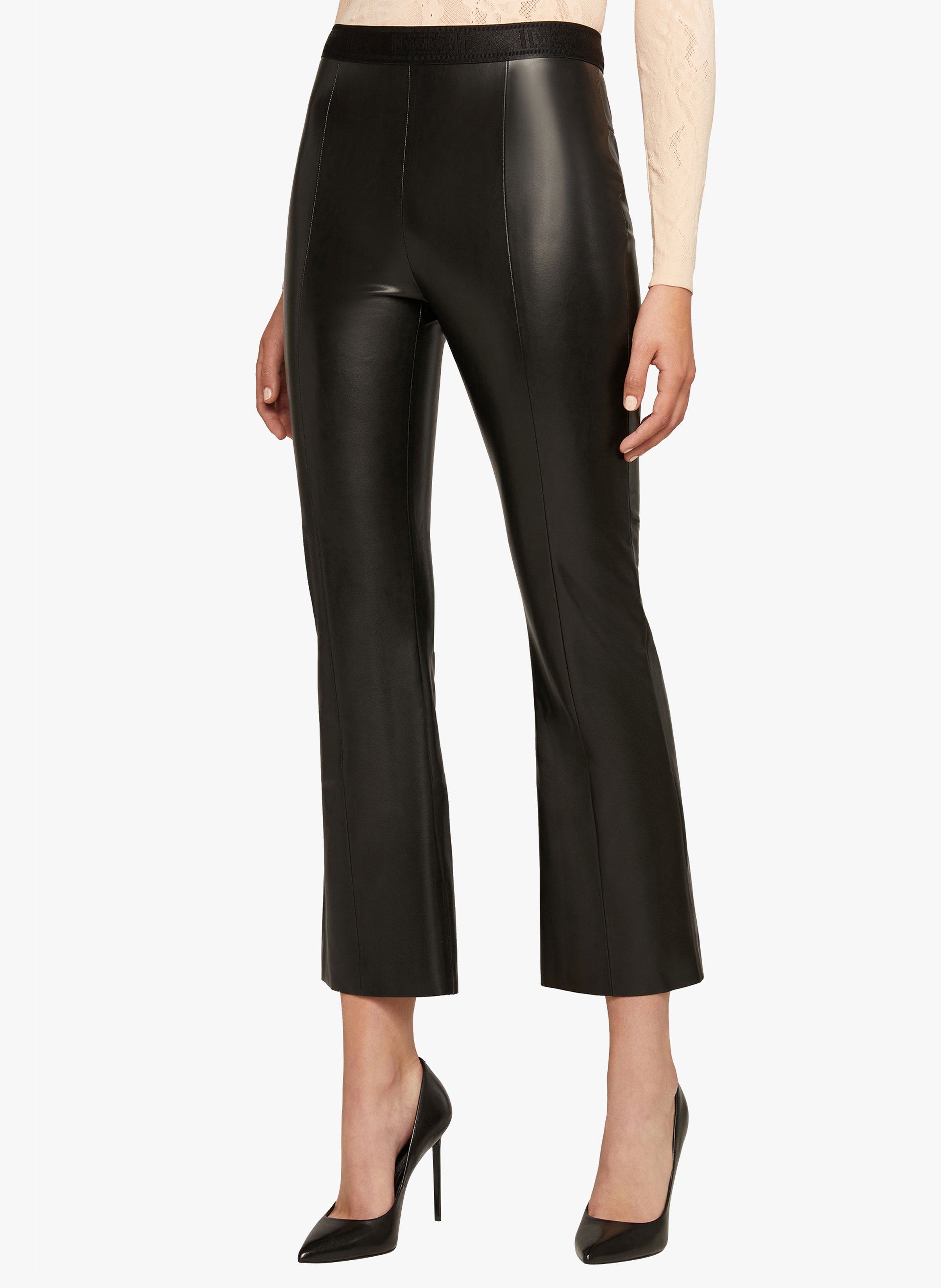 Pantalon évasé enduit WOLFORD Noir