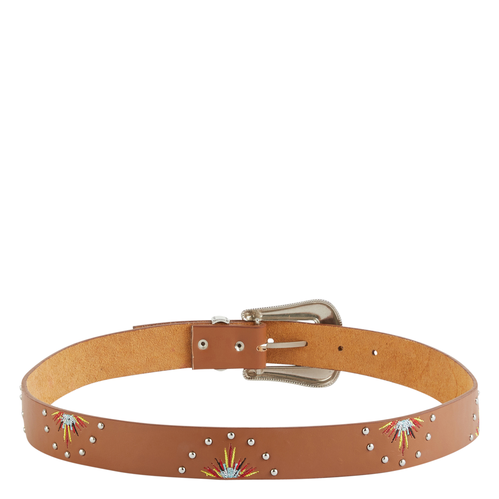Ceinture brodée en cuir  WILD Marron