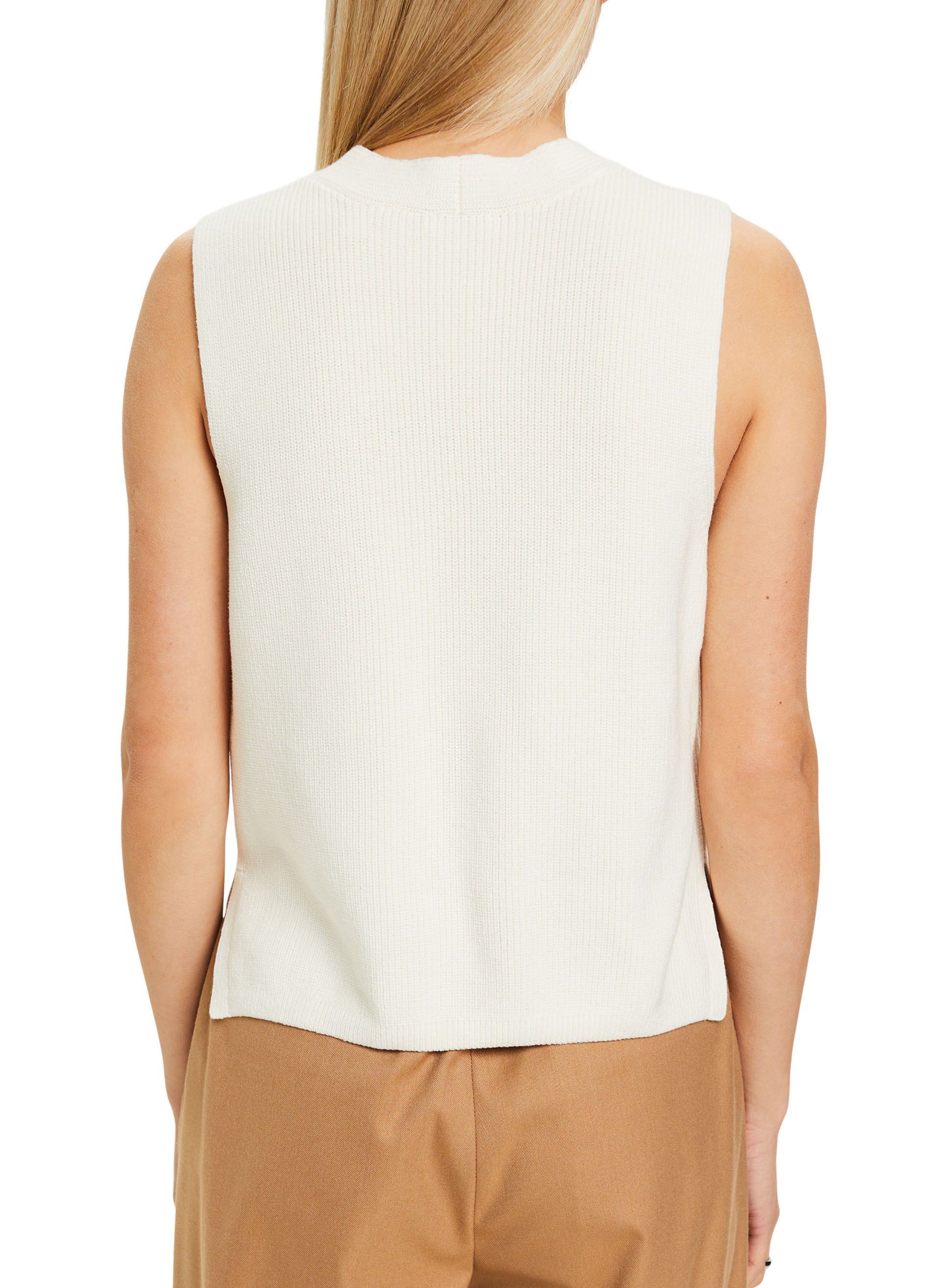 Sleeveless cotton V-neck sweater ESPRIT Grey