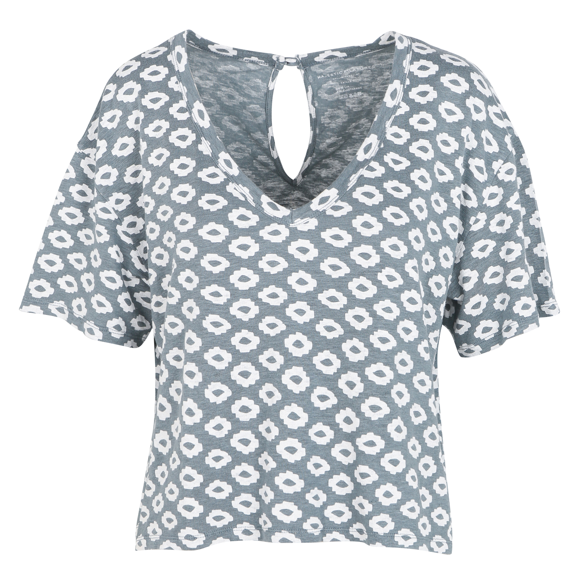 V-neck linen T-shirt MAJESTIC FILATURES Grey