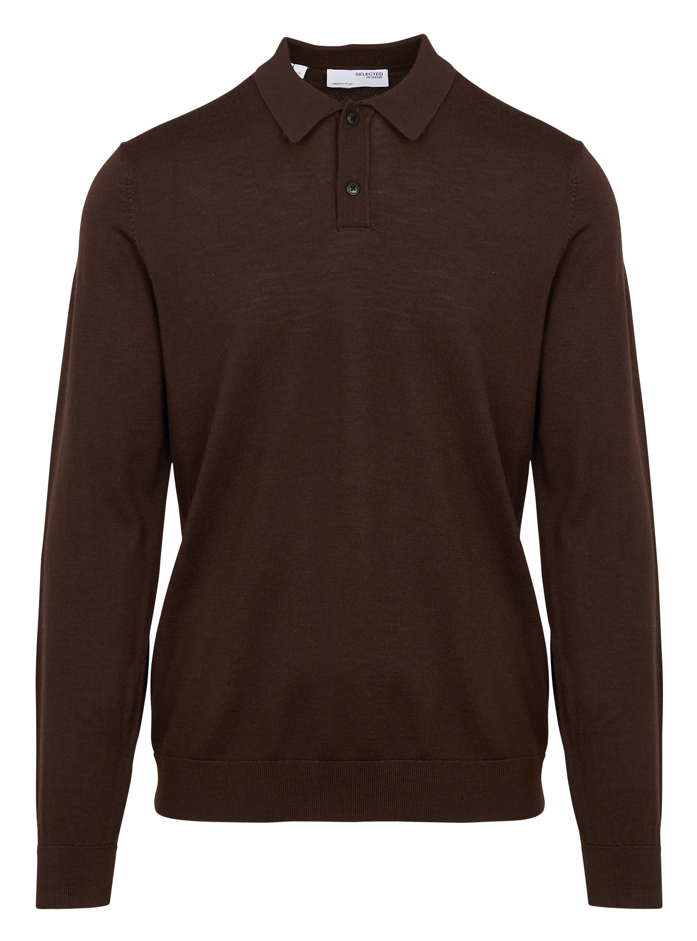 Gerader Pullover mit Polokragen aus Merinowolle SELECTED Braun