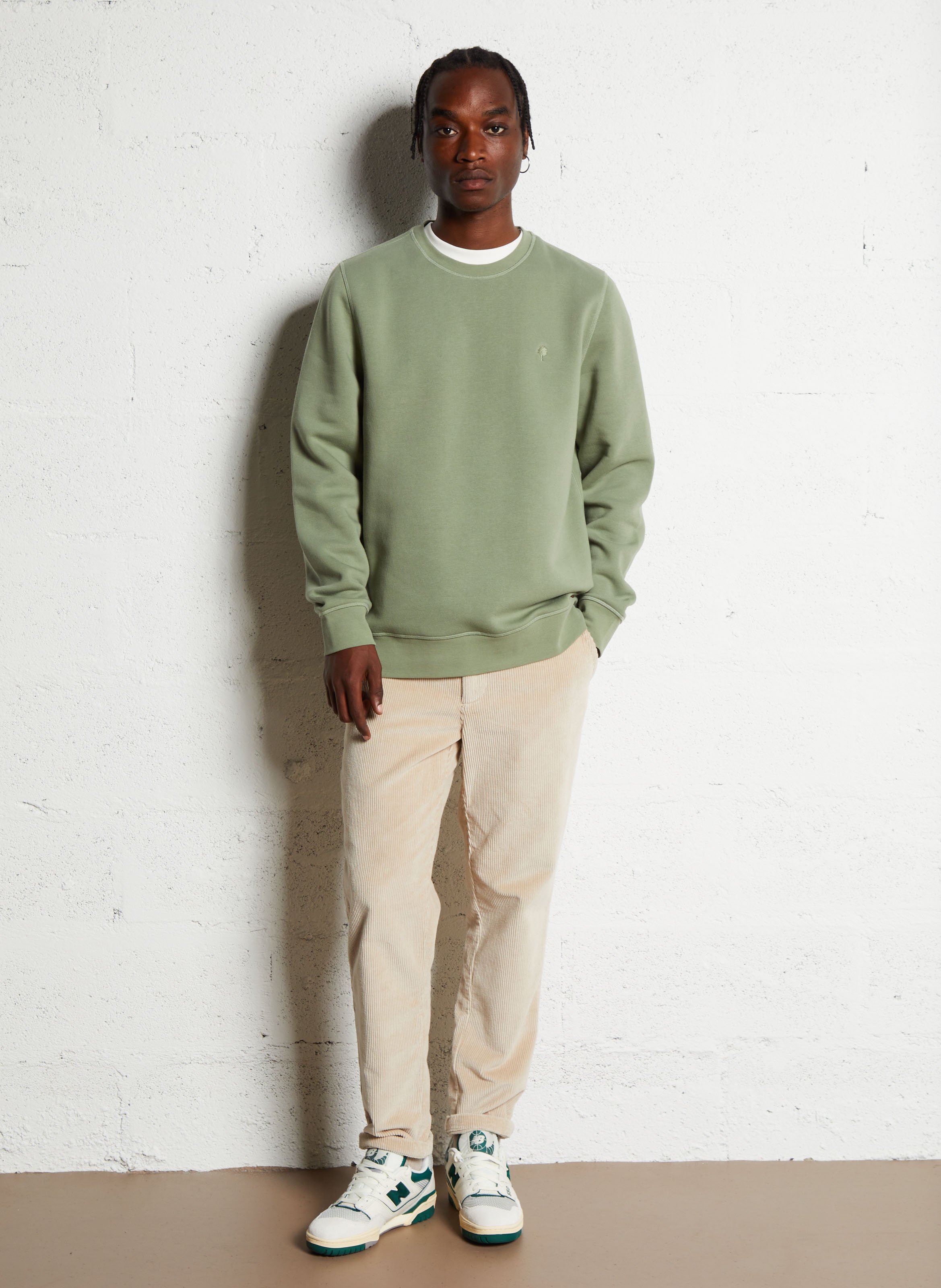 Gerade geschnittenes Rundhals-Sweatshirt aus Baumwoll-Mix FAGUO Khaki