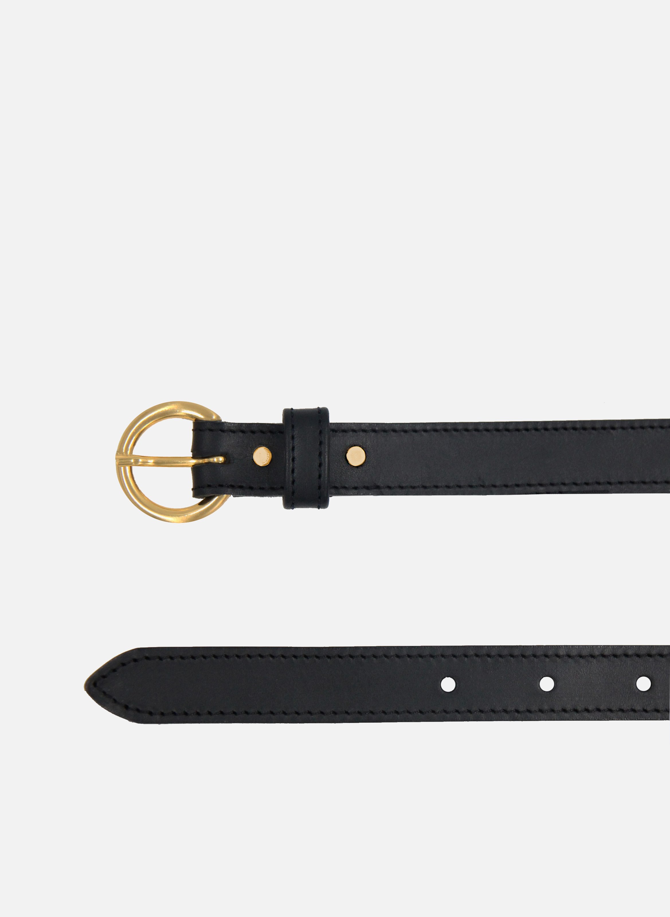 Belt with gold buckle smooth leather JULES & JENN Black