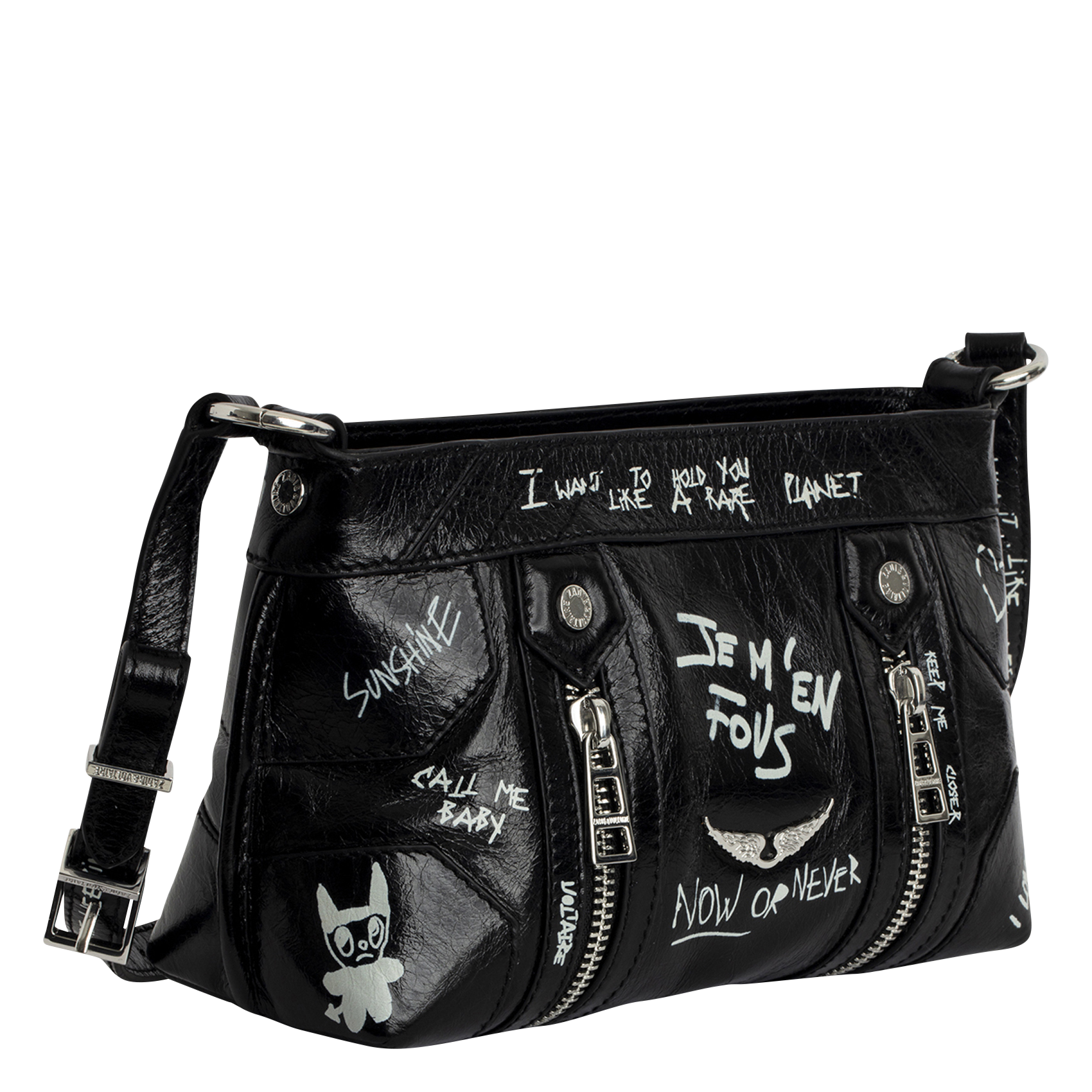 Lakleren schoudertas ZADIG&VOLTAIRE Zwart