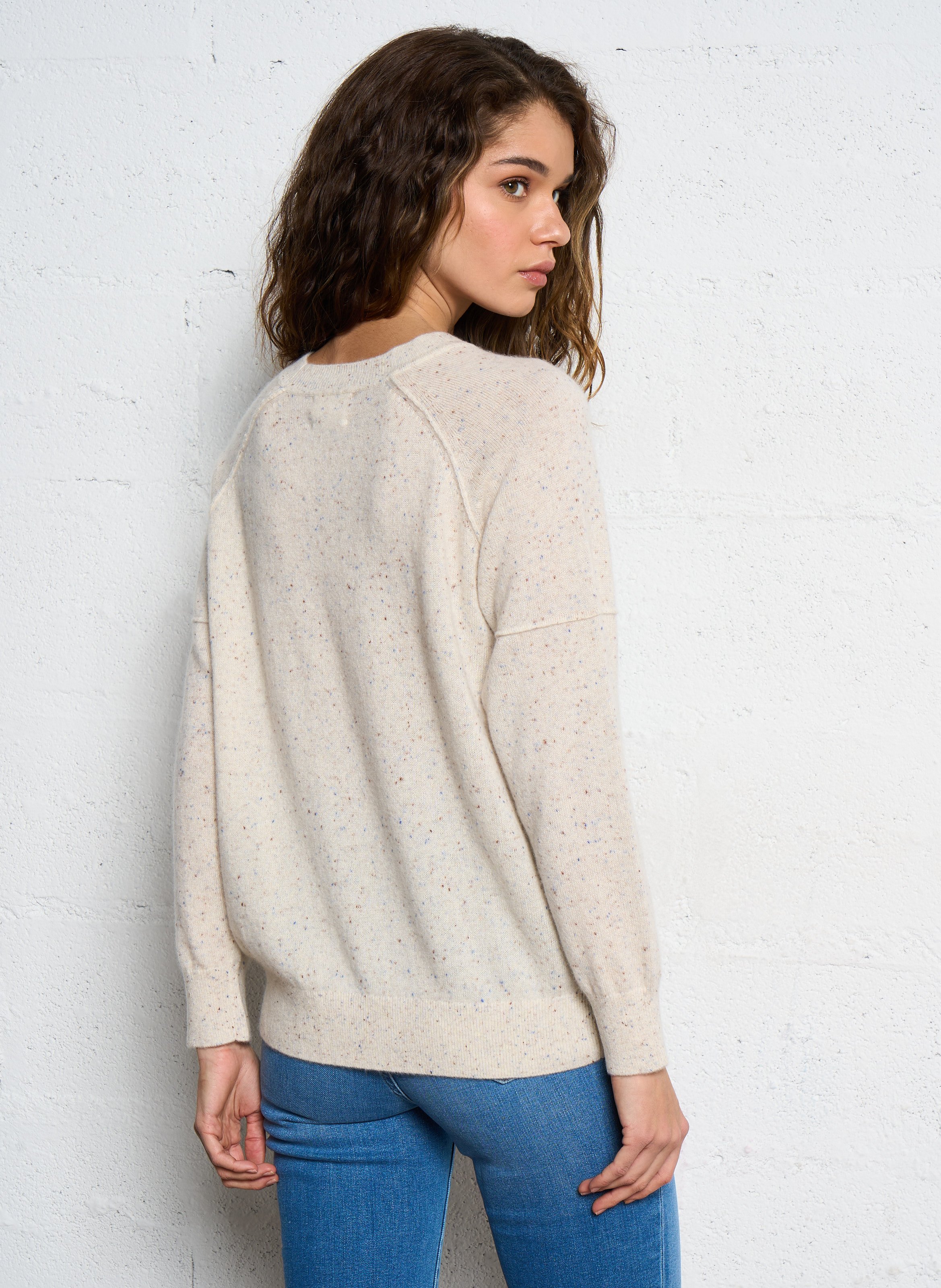 Pull col rond en cachemire MAISON 123 Blanc
