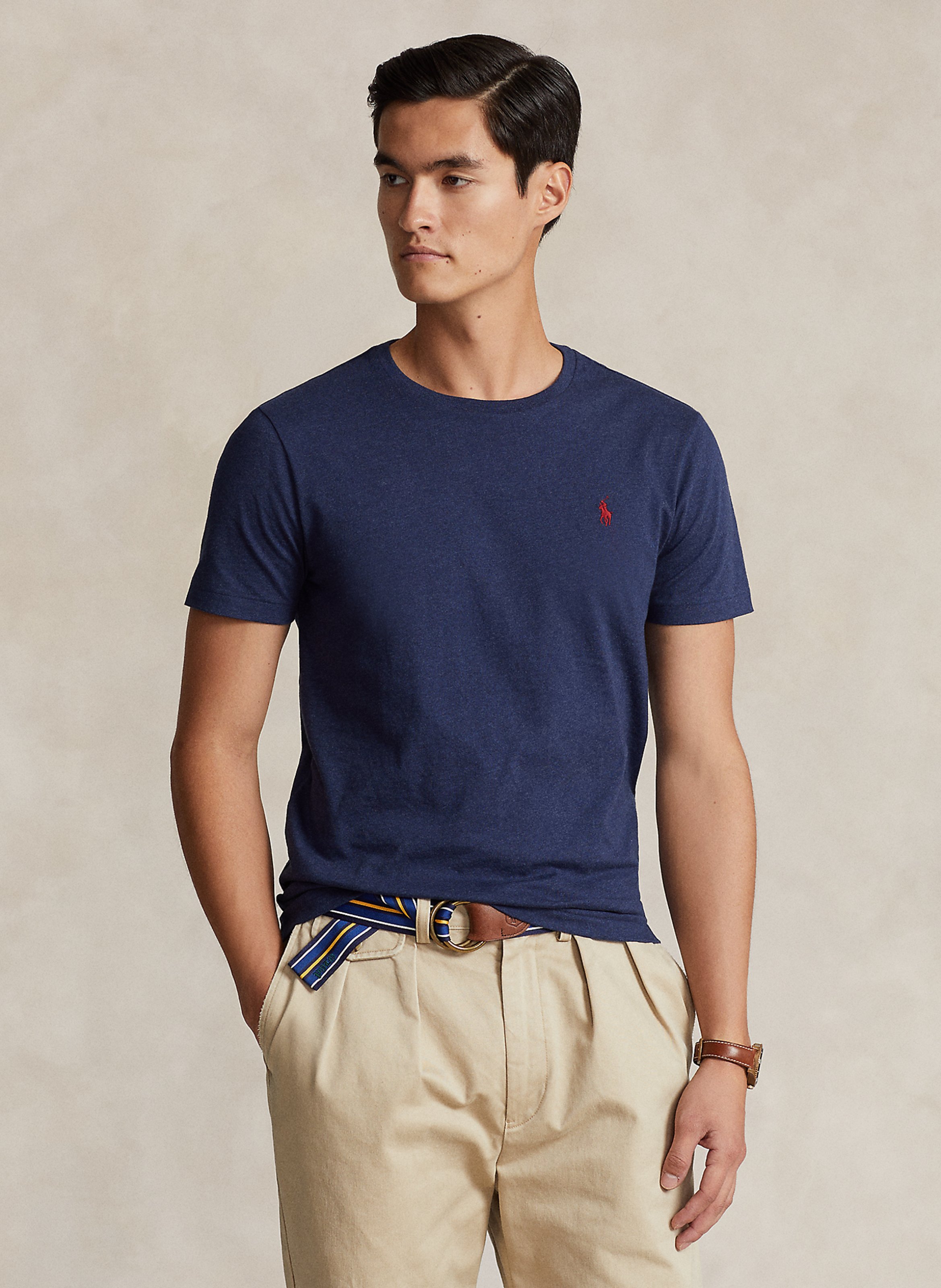 Tee-shirt col rond slim-fit en coton POLO RALPH LAUREN Bleu