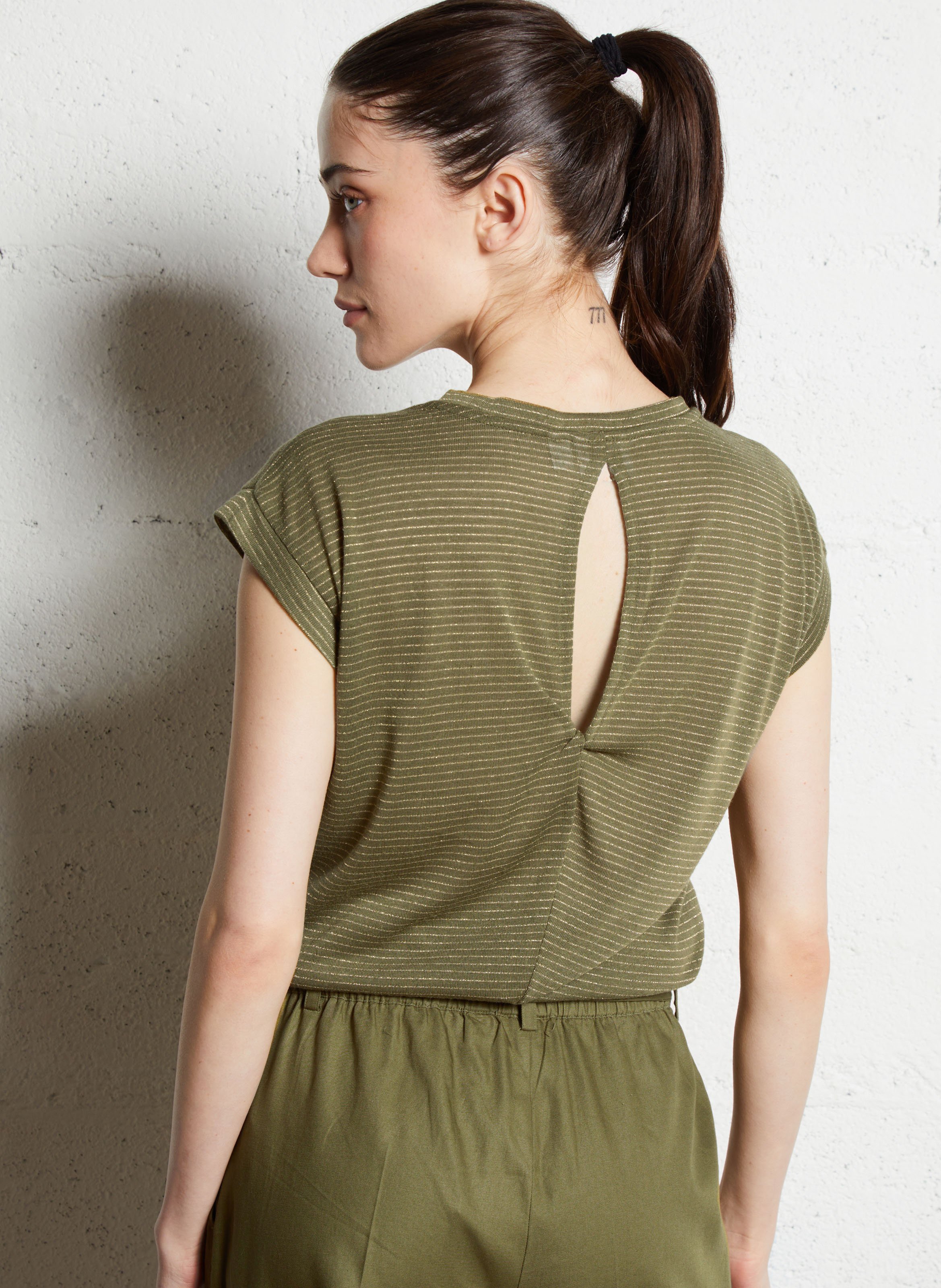 Tee-shirt droit à rayures VILA Vert