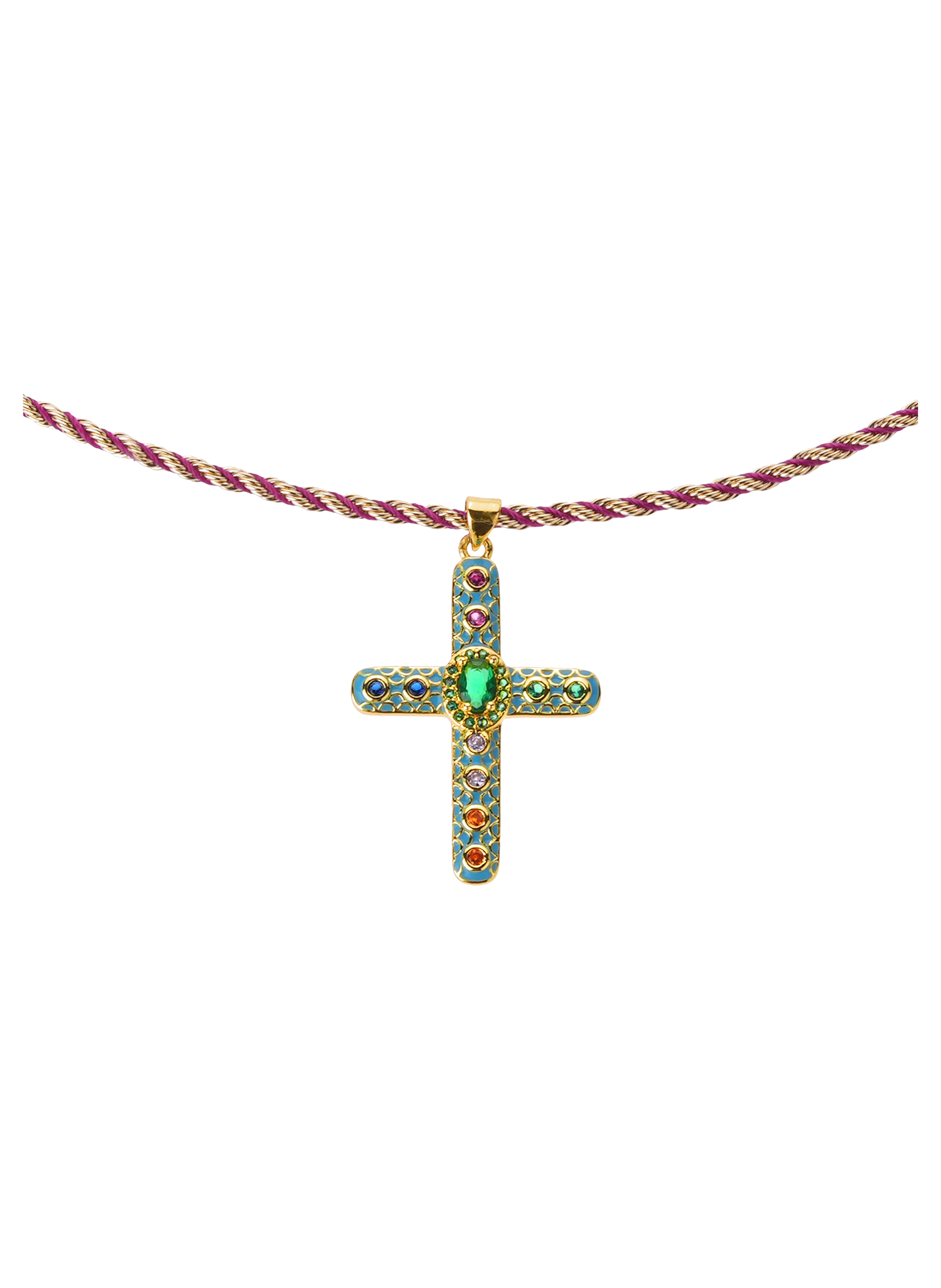 Chain necklace with colorful cord and pendant HIPANEMA Green