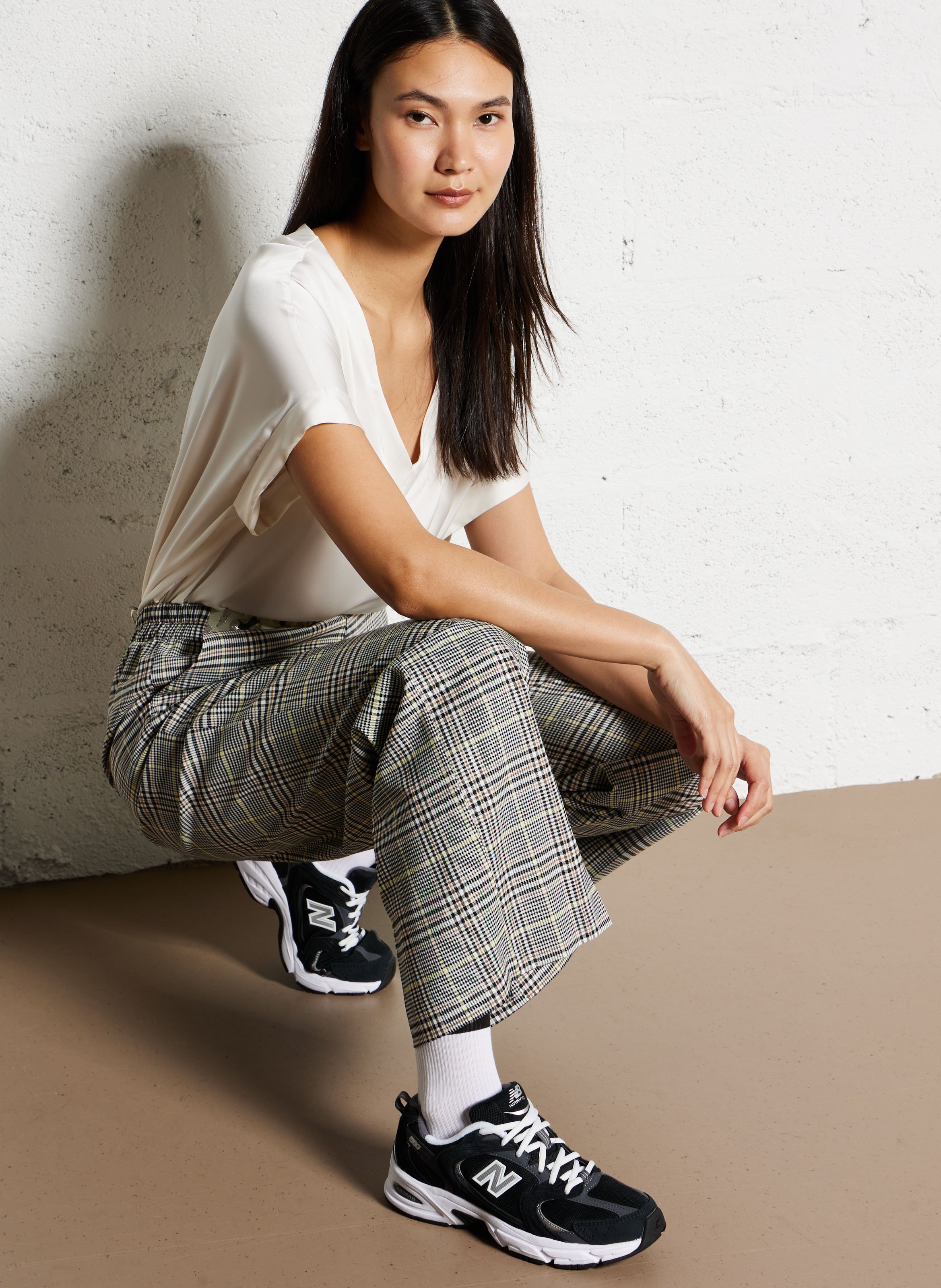 Straight pants with pattern and panel IMPERIAL Multicolored