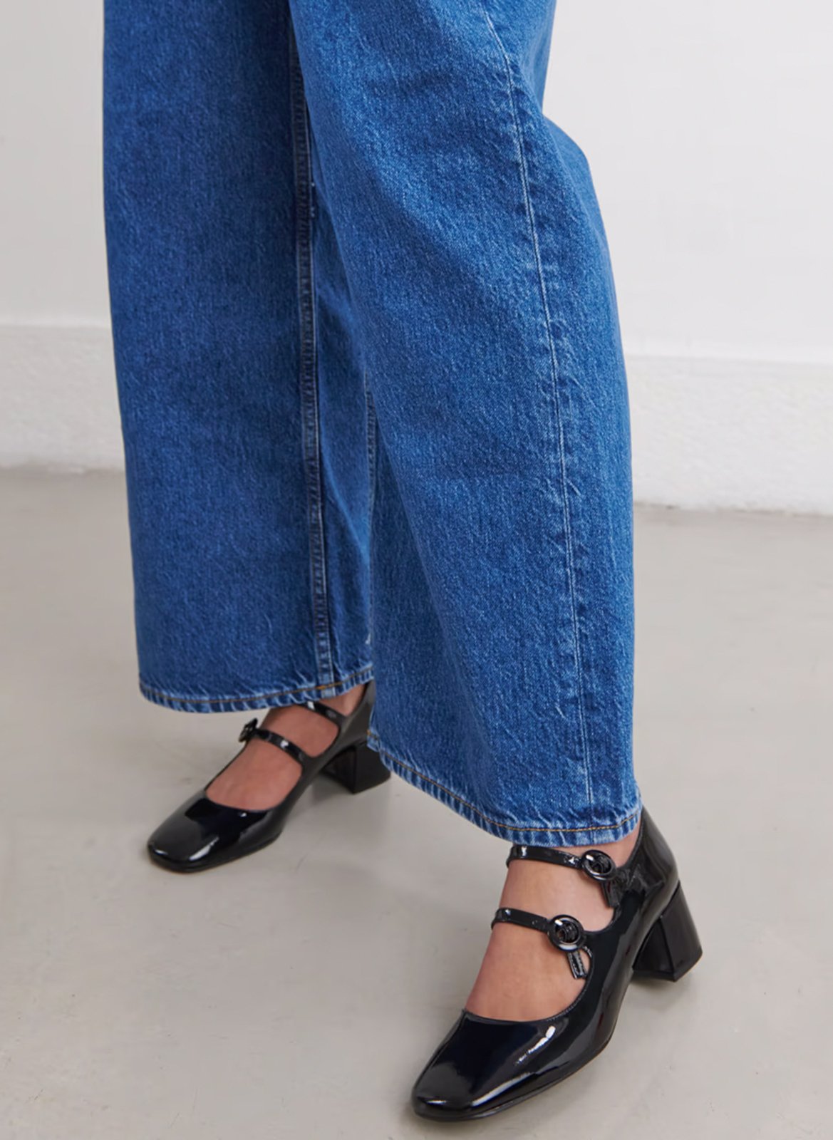 Glazed leather Mary Janes JONAK Black