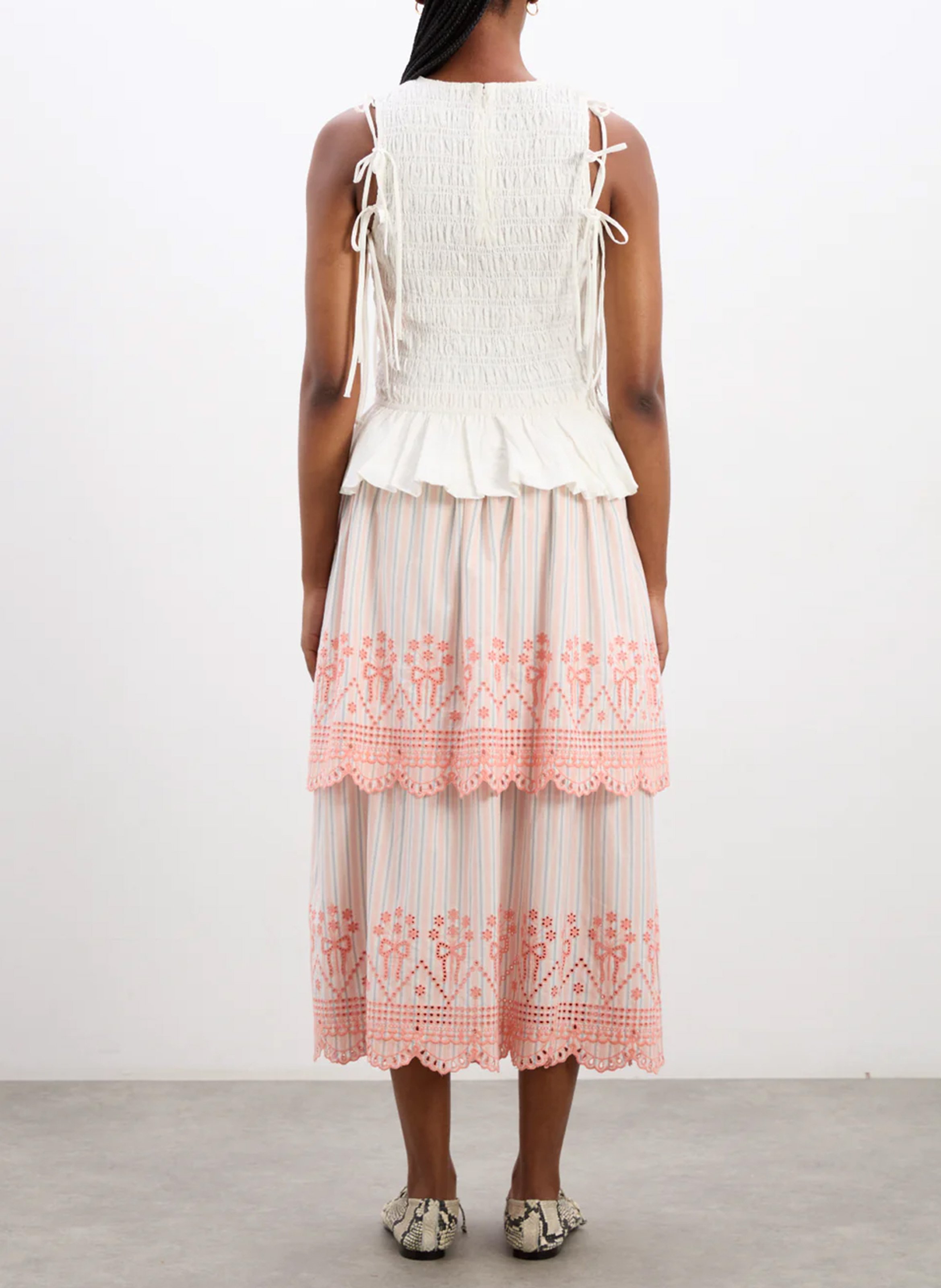 Langer Bio-Baumwollrock gestreift und bestickt DAMSON MADDER Orange