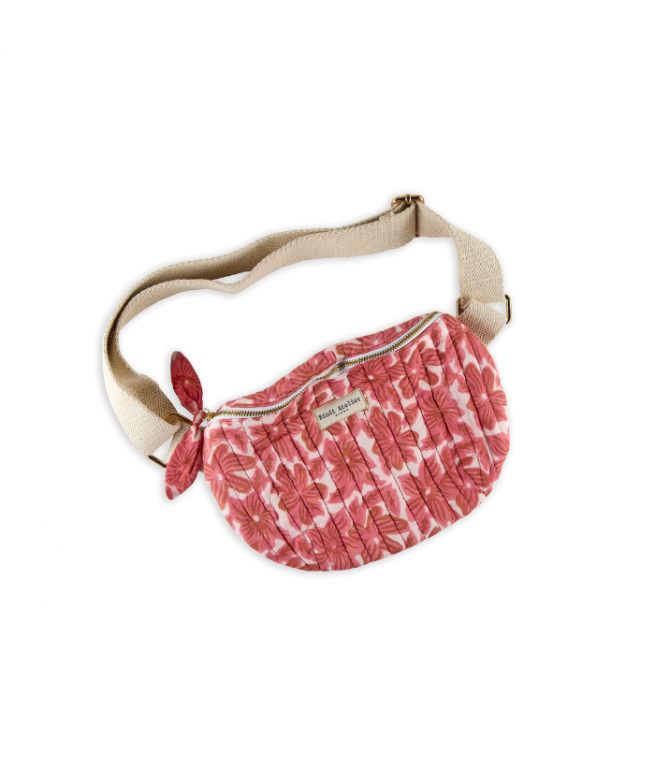 Printed canvas waist bag BINDI ATELIER Pink