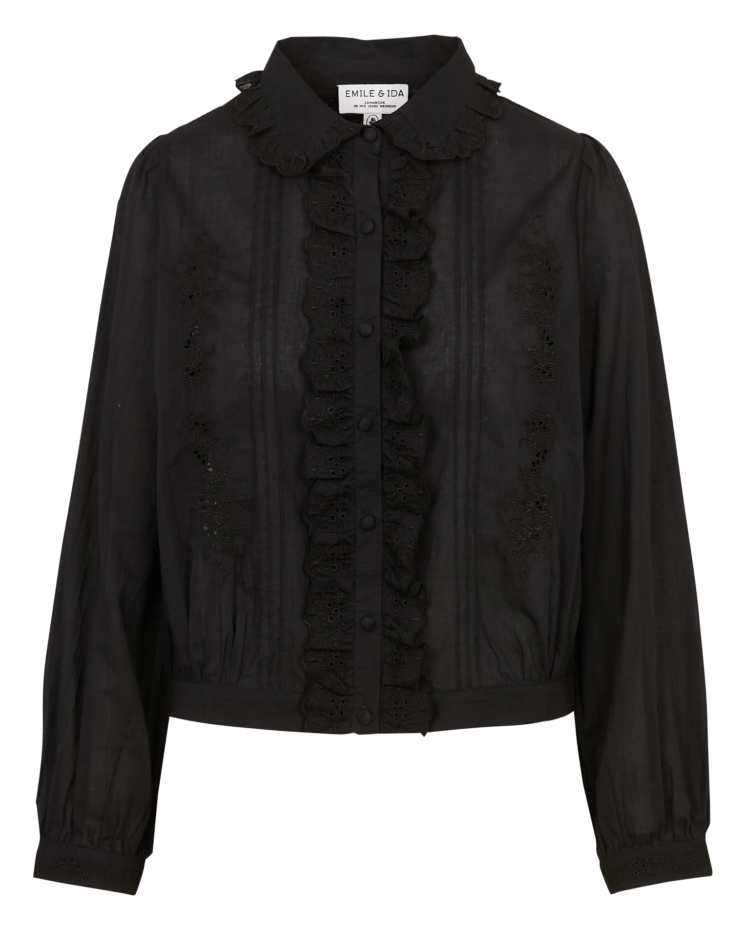 Blusenhemd mit Baumwoll-Peter-Pan-Kragen EMILE ET IDA Schwarz