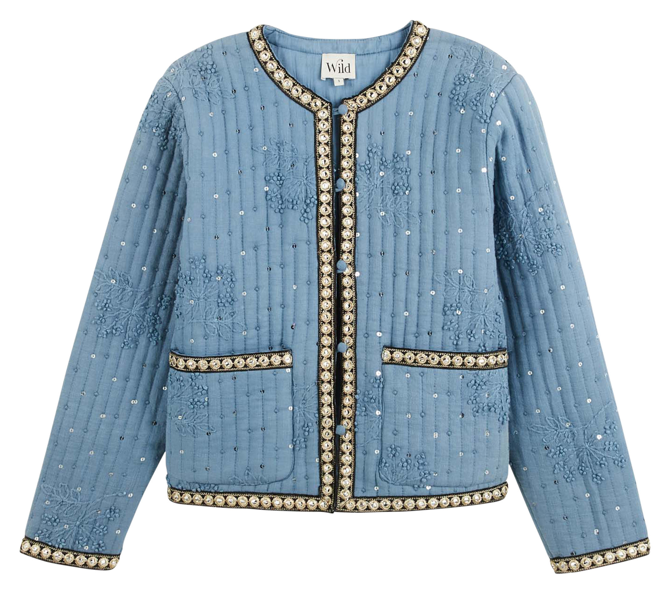 Straight cotton jacket WILD Blue