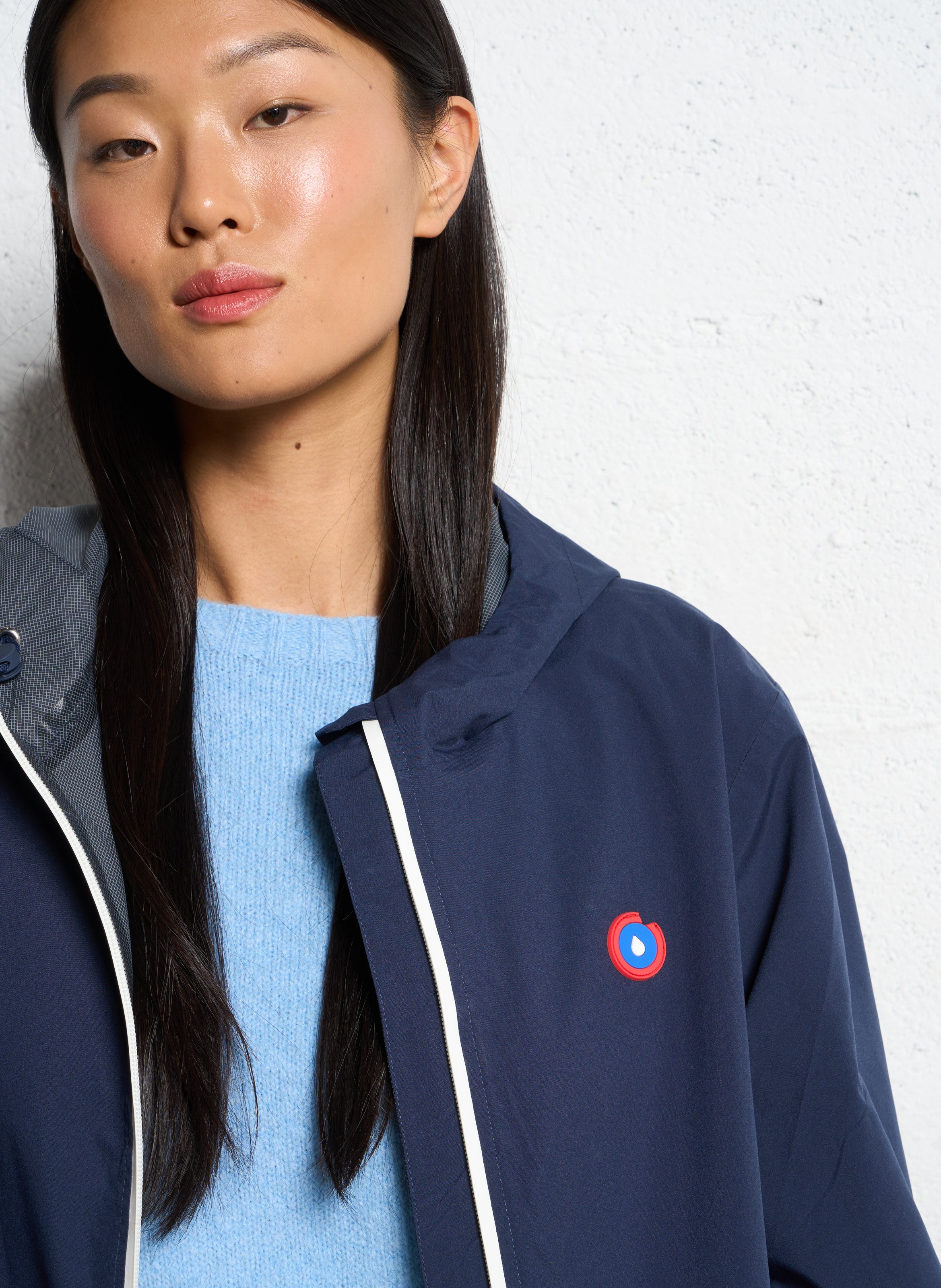 Lange regenjas met capuchon, om te vormen tot rugzakje FLOTTE Blauw