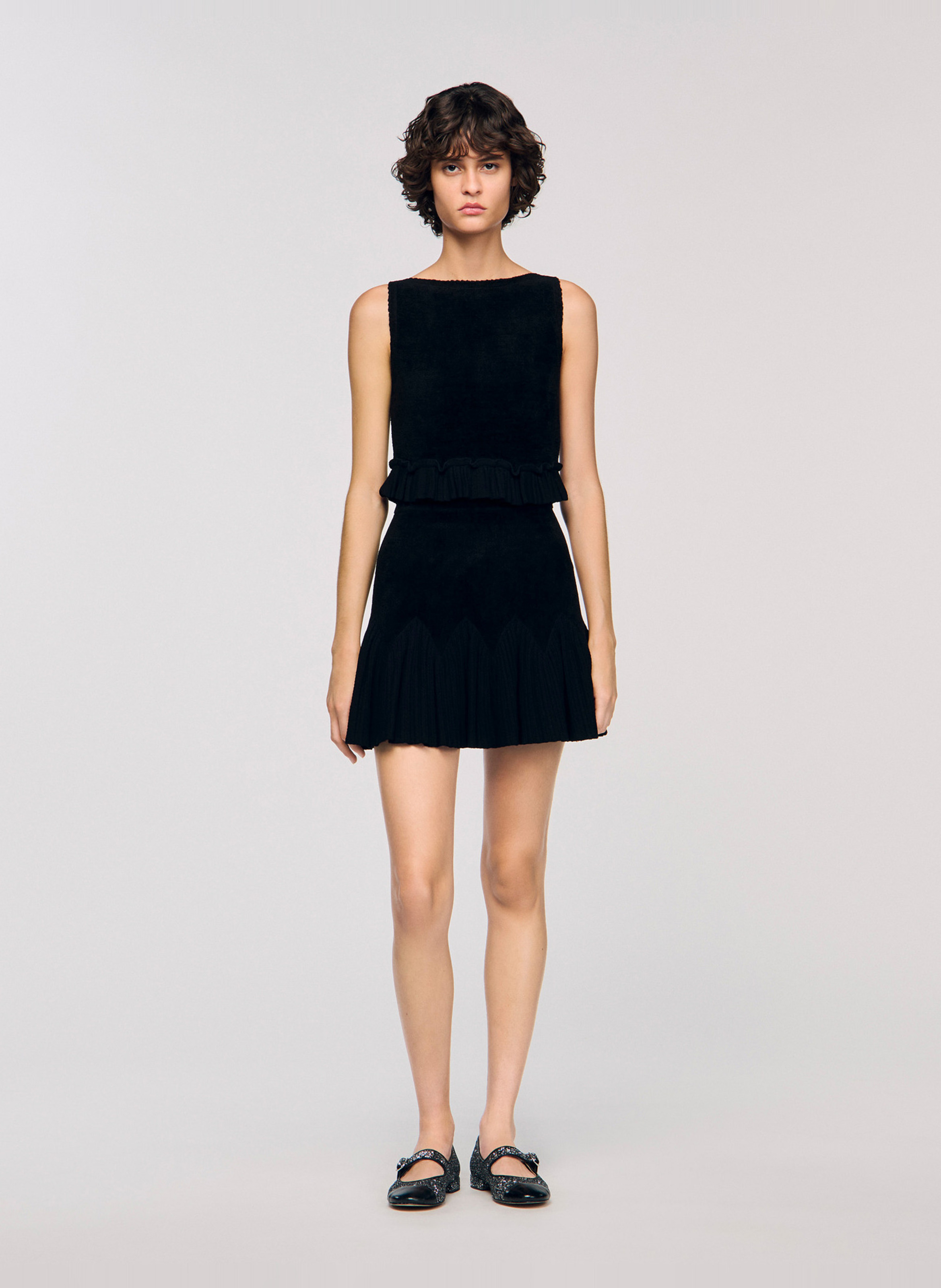 Flared Mini Skirt SANDRO Black