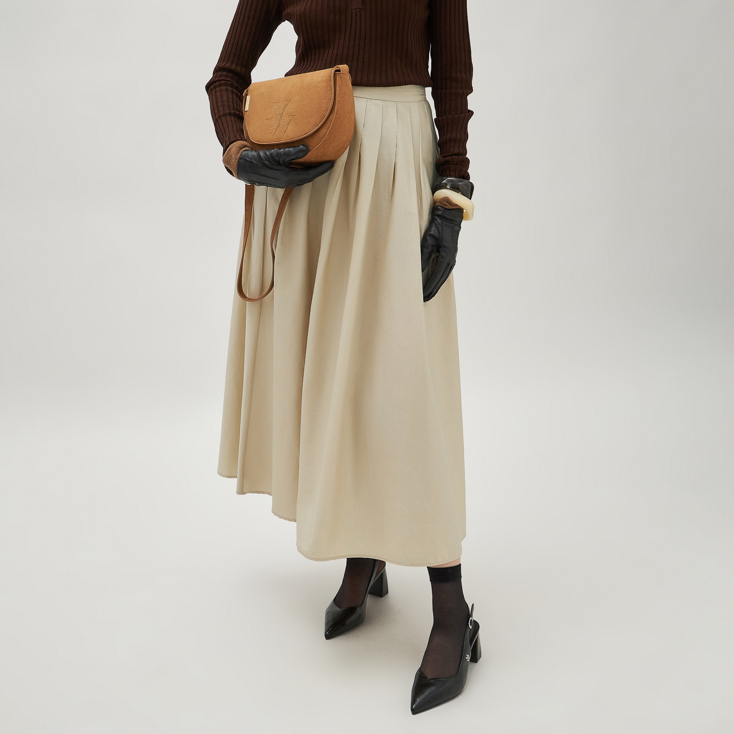 Suede shoulder bag VANESSA WU Brown