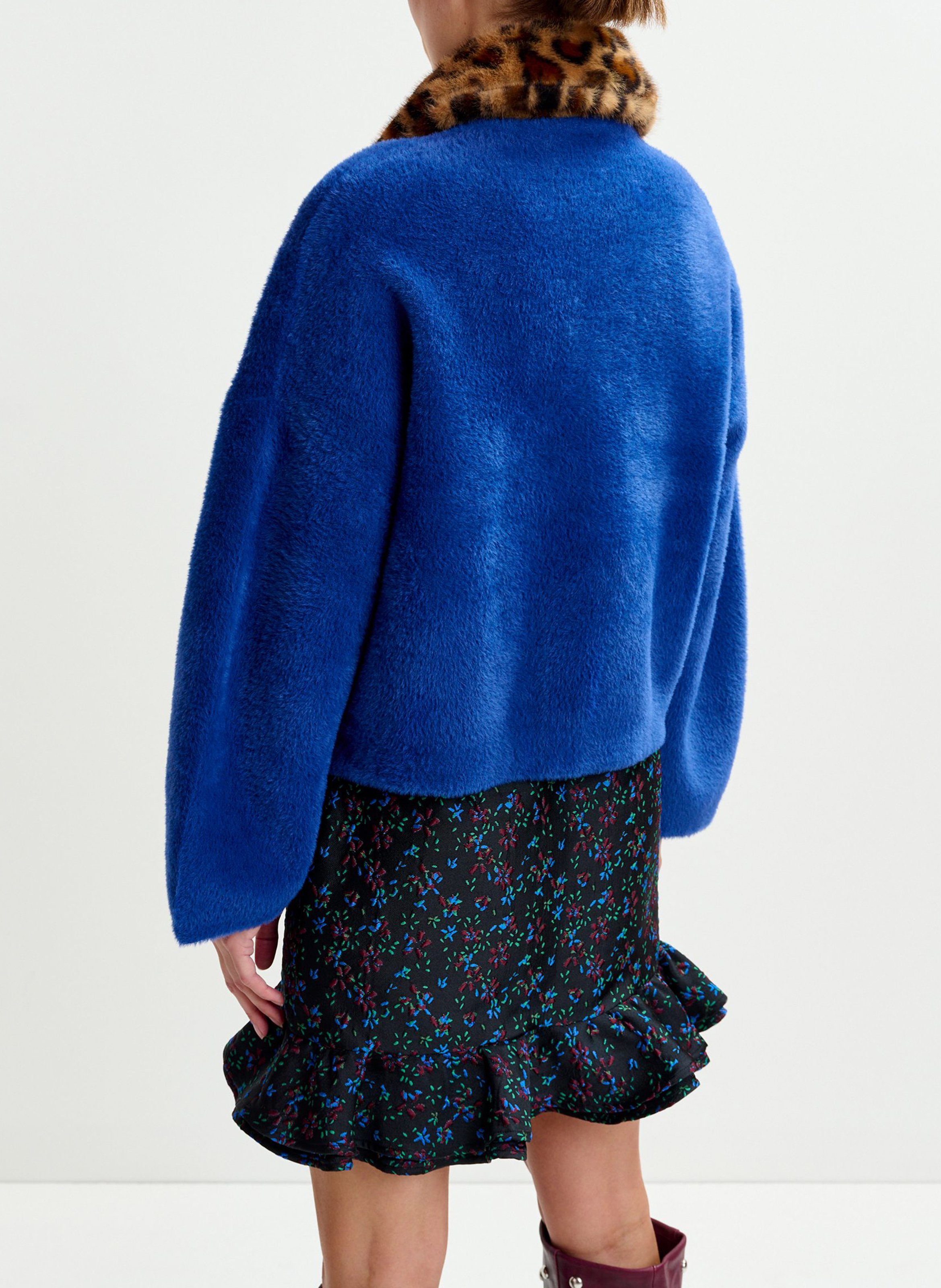 Cardigan ample à col fourrure amovible ESSENTIEL ANTWERP Bleu