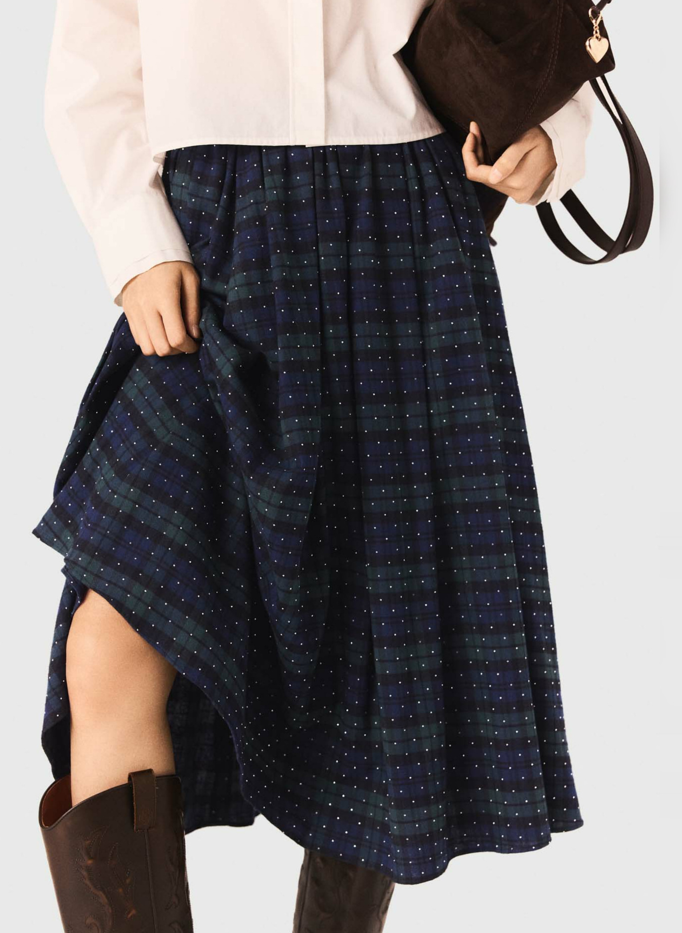 Halflange, katoenen rok MAJE Blauw