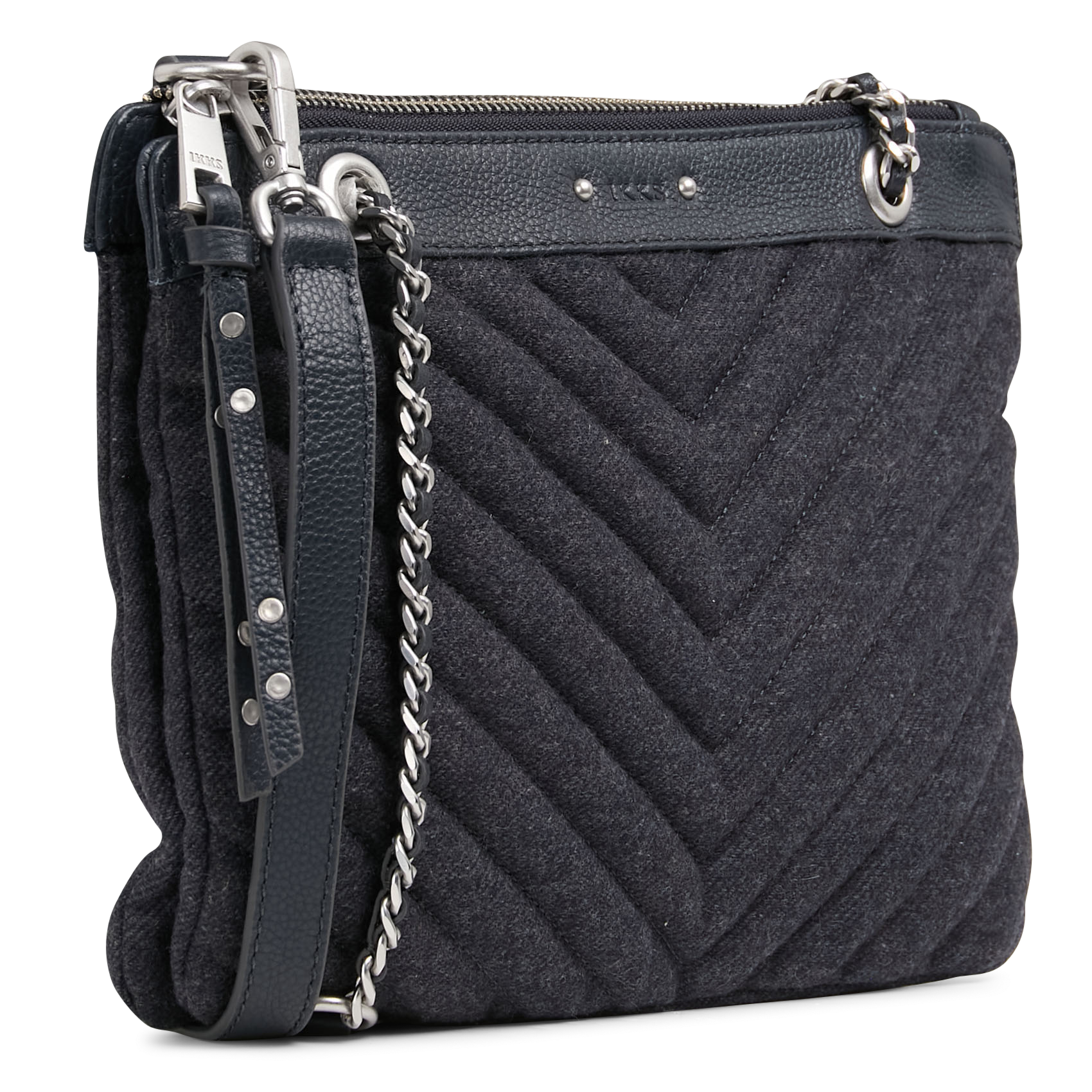 Quilted plain mix clutch bag IKKS Blue