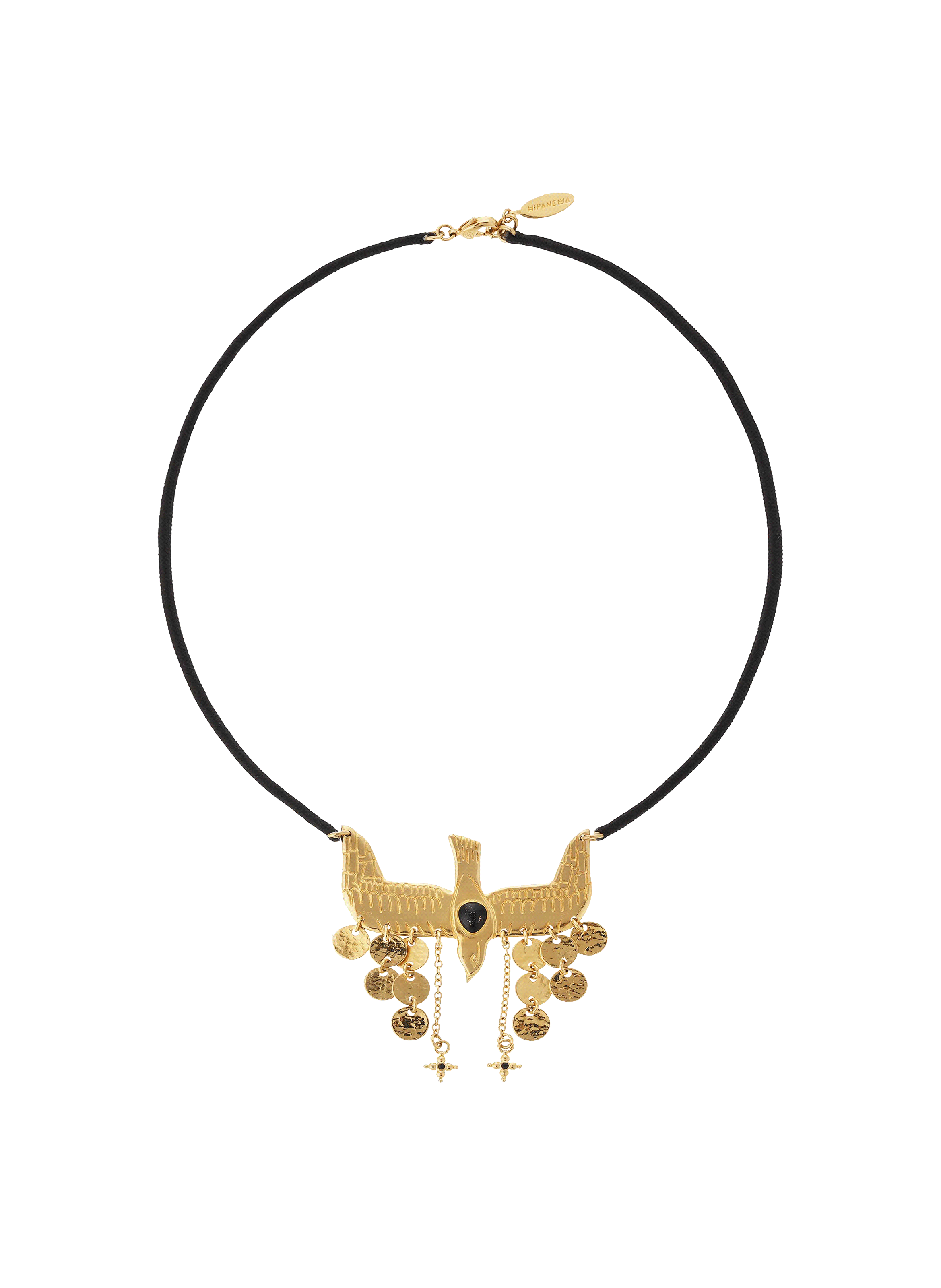 Cord necklace with eagle pendant HIPANEMA Black