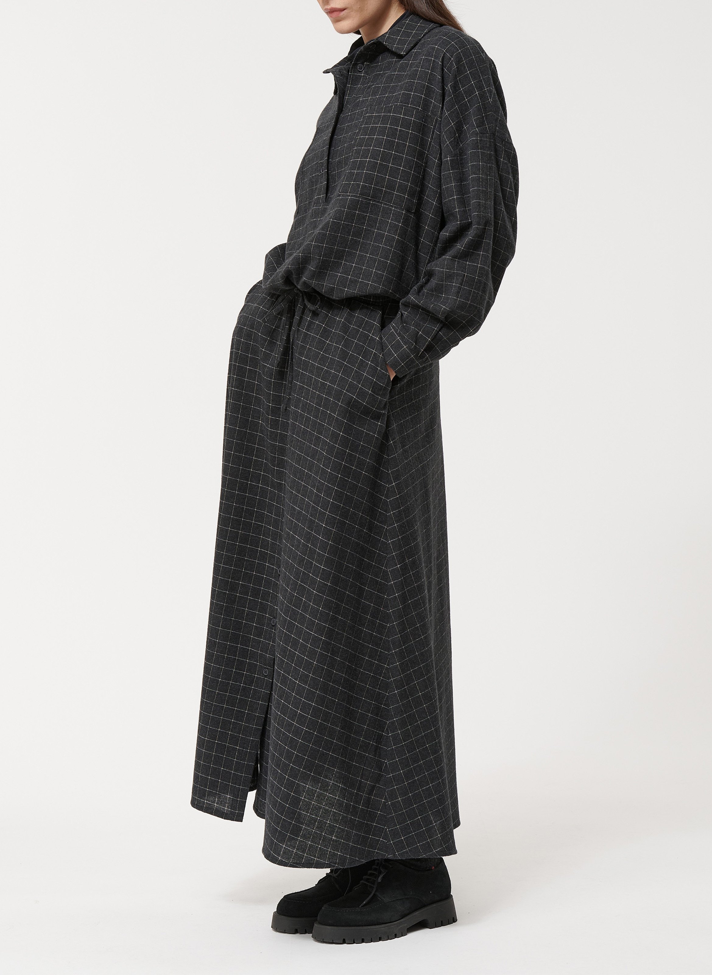 Jupe longue à carreaux HUMILITY Argent