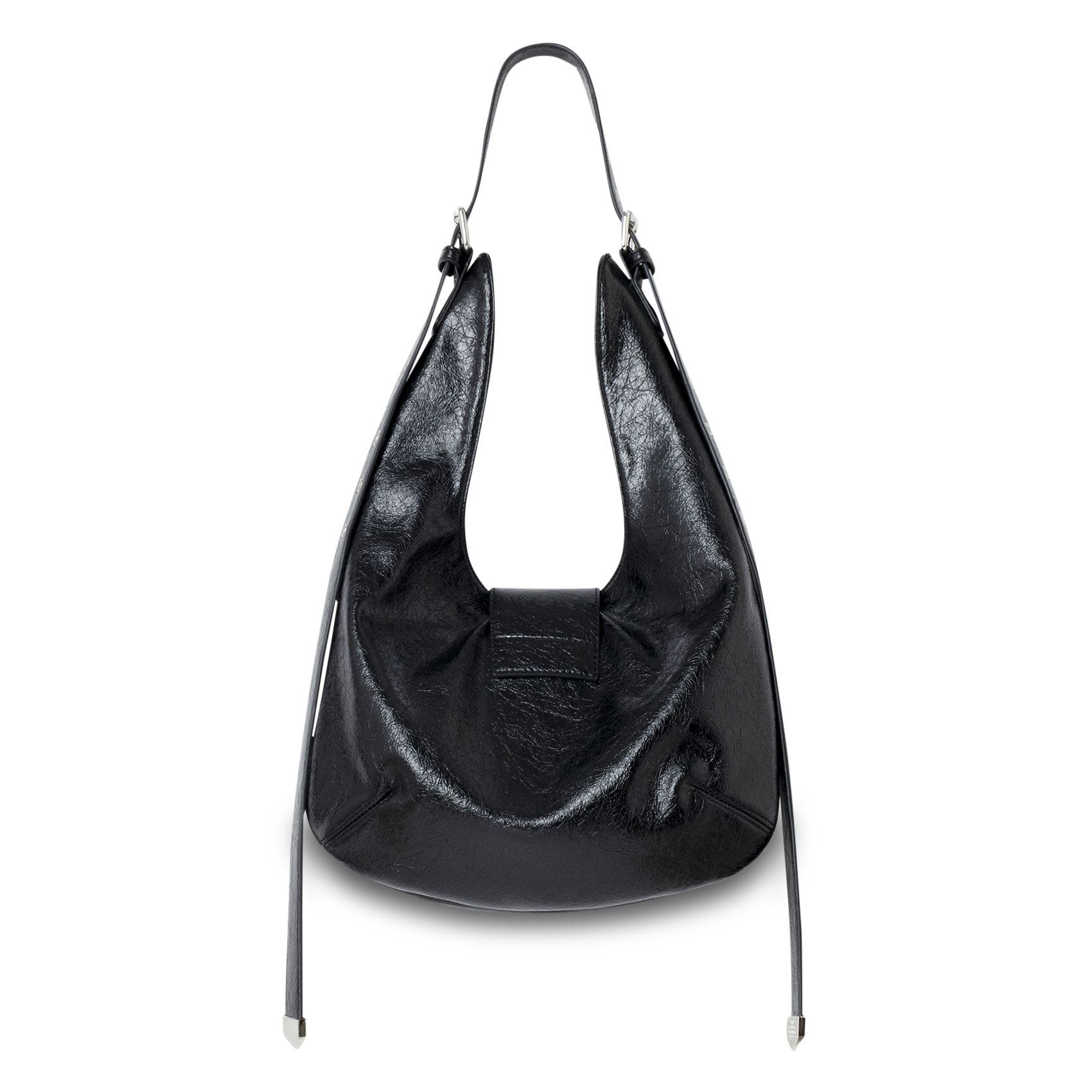 Weiche halbrunde Tasche mit Used-Leder-Effekt LAAGAM Schwarz