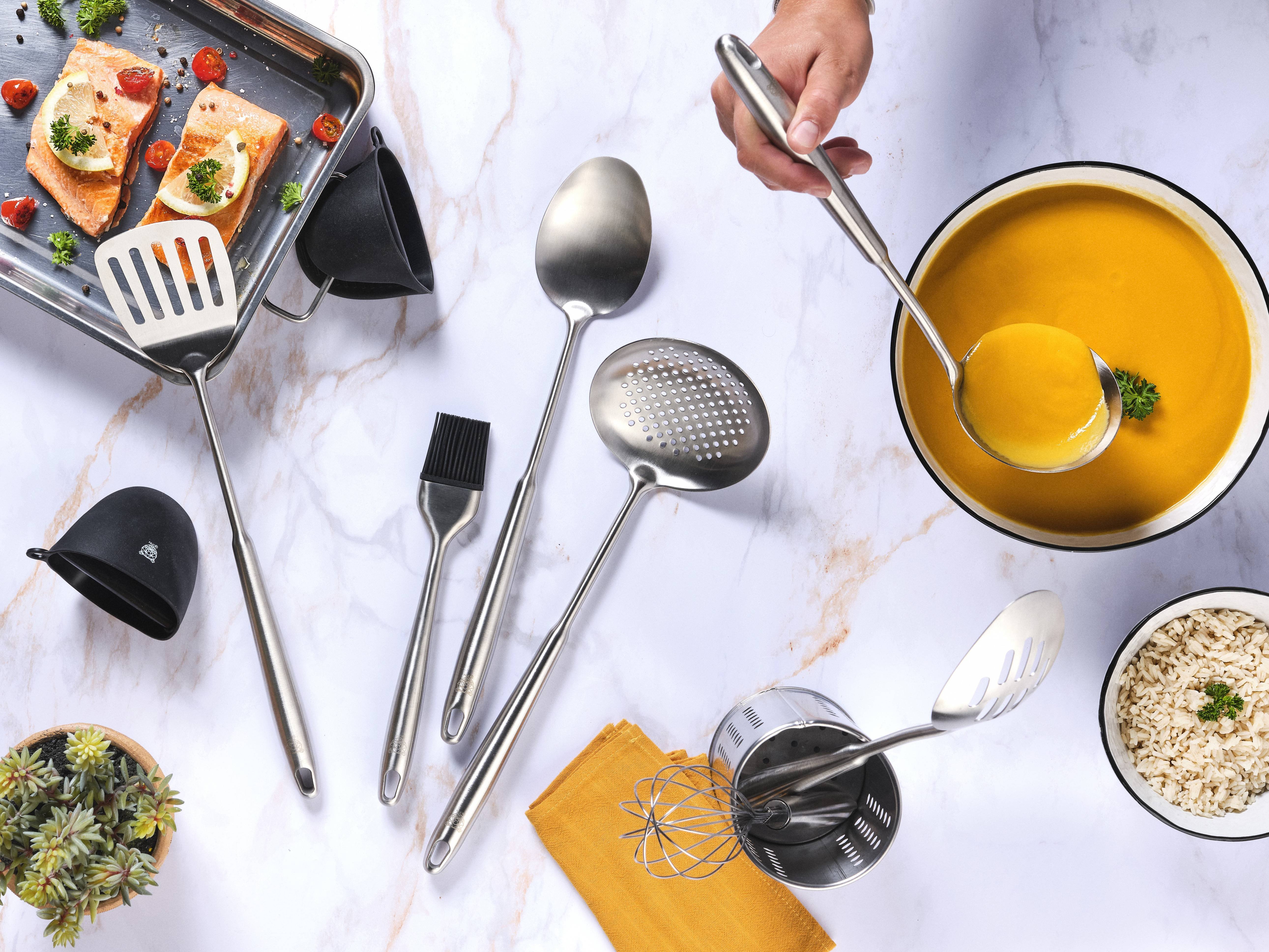 Stainless Steel Kitchen Utensil Set - 10 pieces BJORN Grey