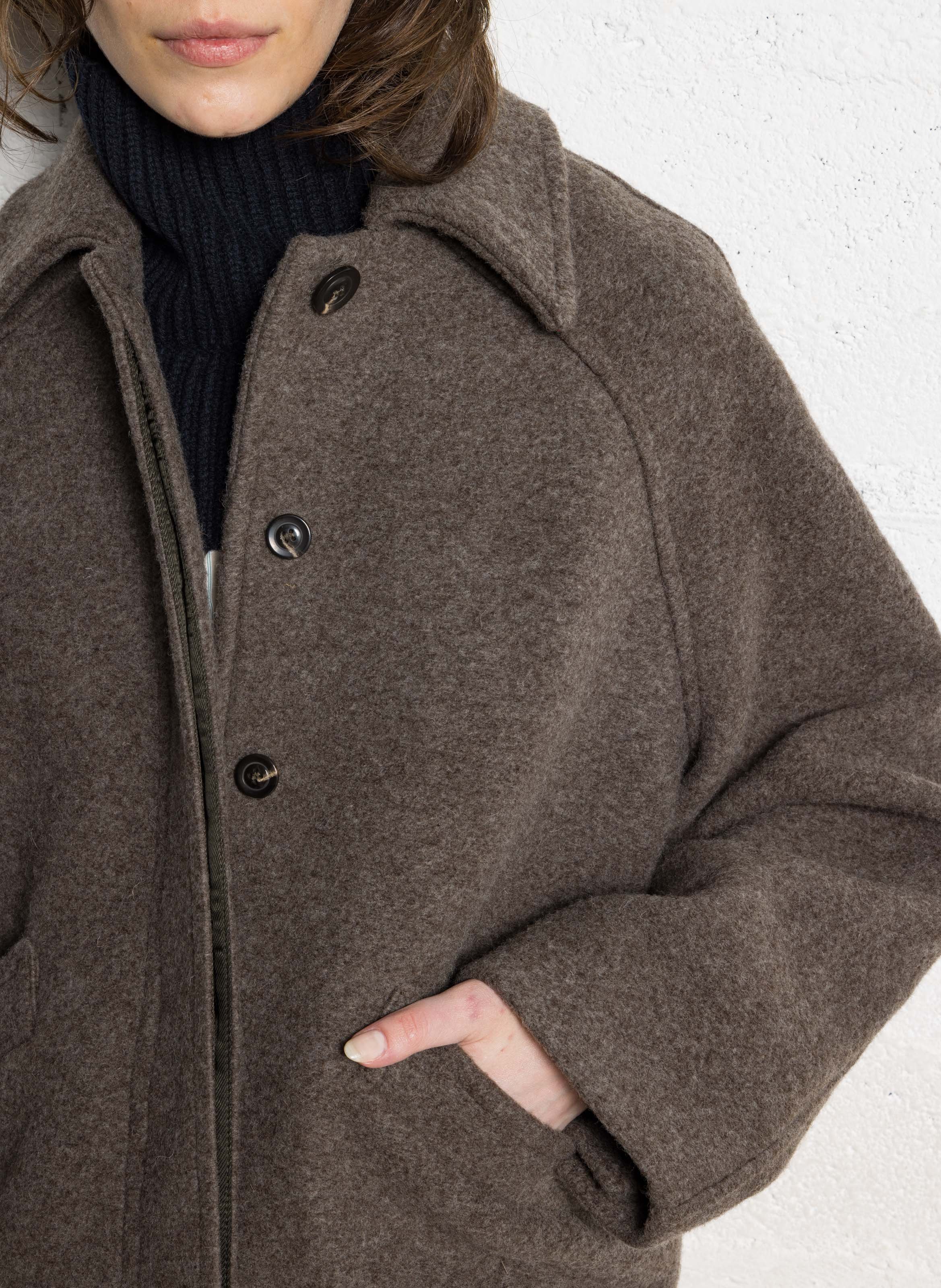 Manteau court en laine mélangée SOEUR Gris