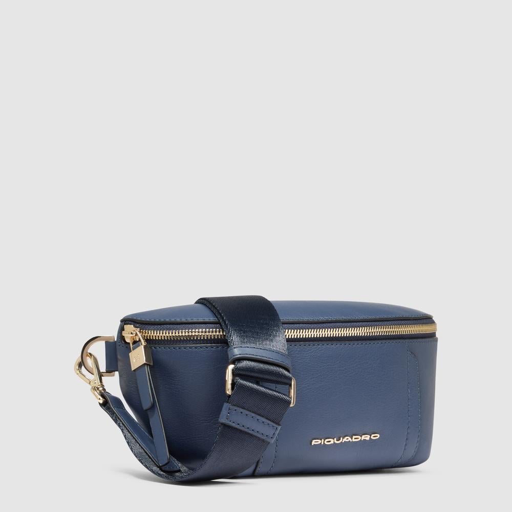 Women's leather RFID protected waist bag PIQUADRO Blue