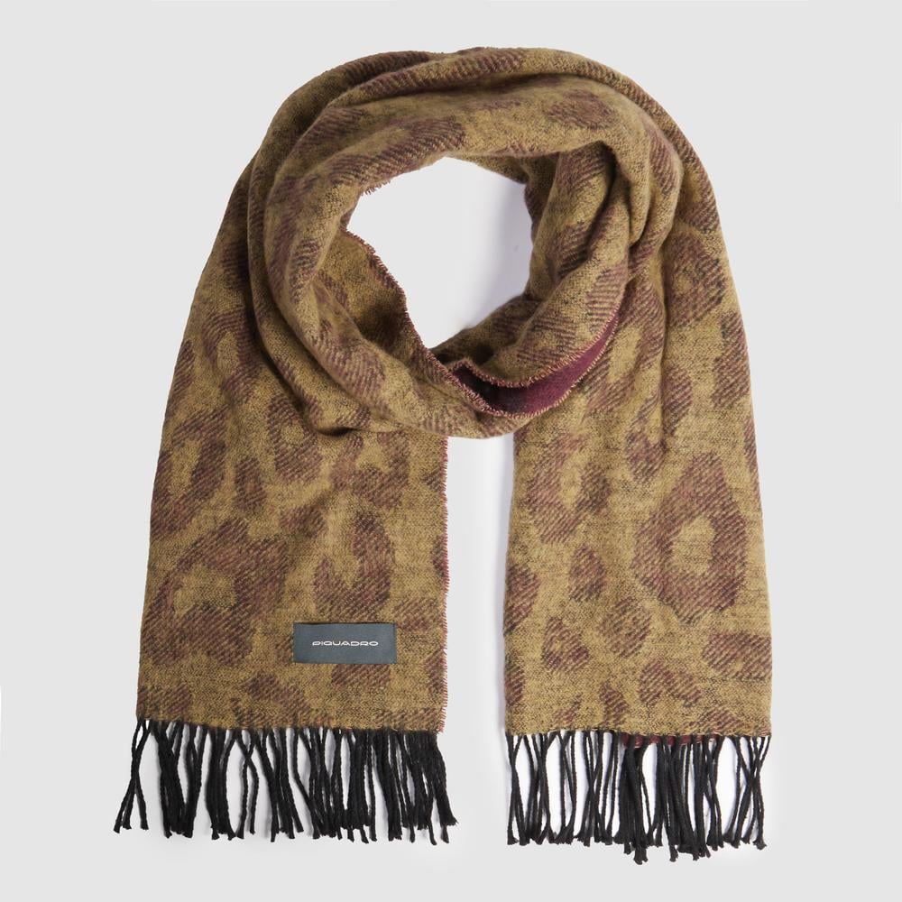Women's animal print scarf with fringes PIQUADRO Brown