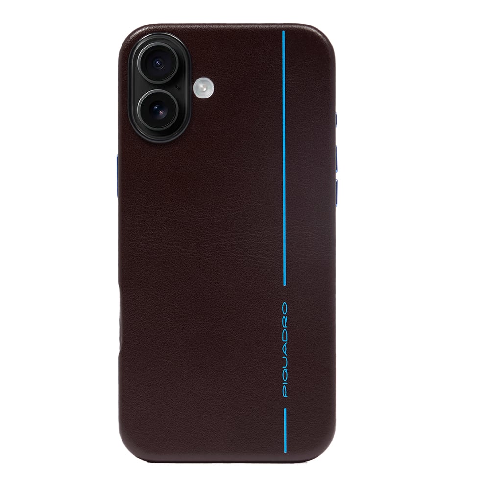 Leather case for iPhone® 16 Plus with 6.7-inch screen PIQUADRO Brown