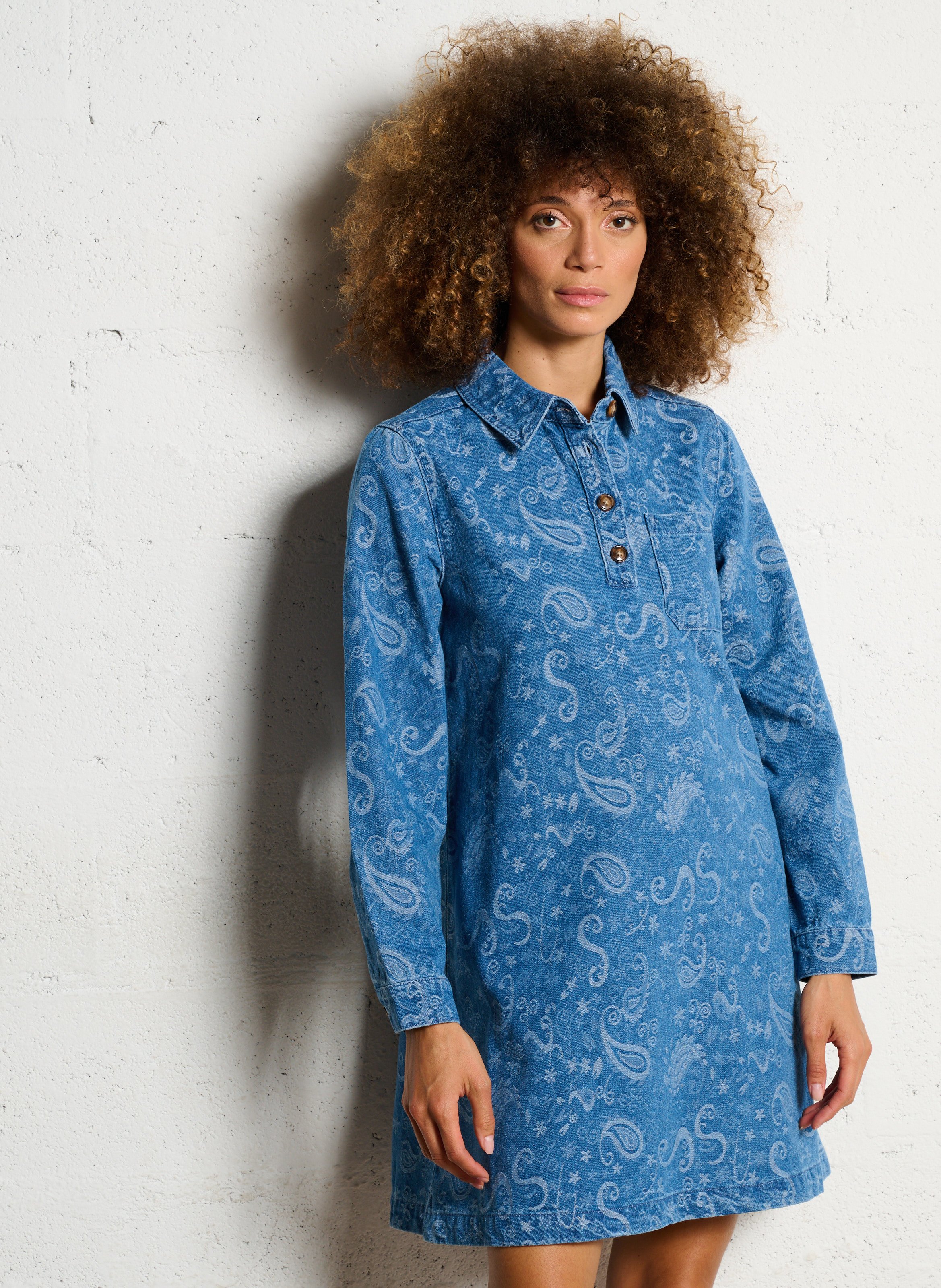 Korte, gerende jurk - katoenblend LA PETITE ETOILE Jeans Stone