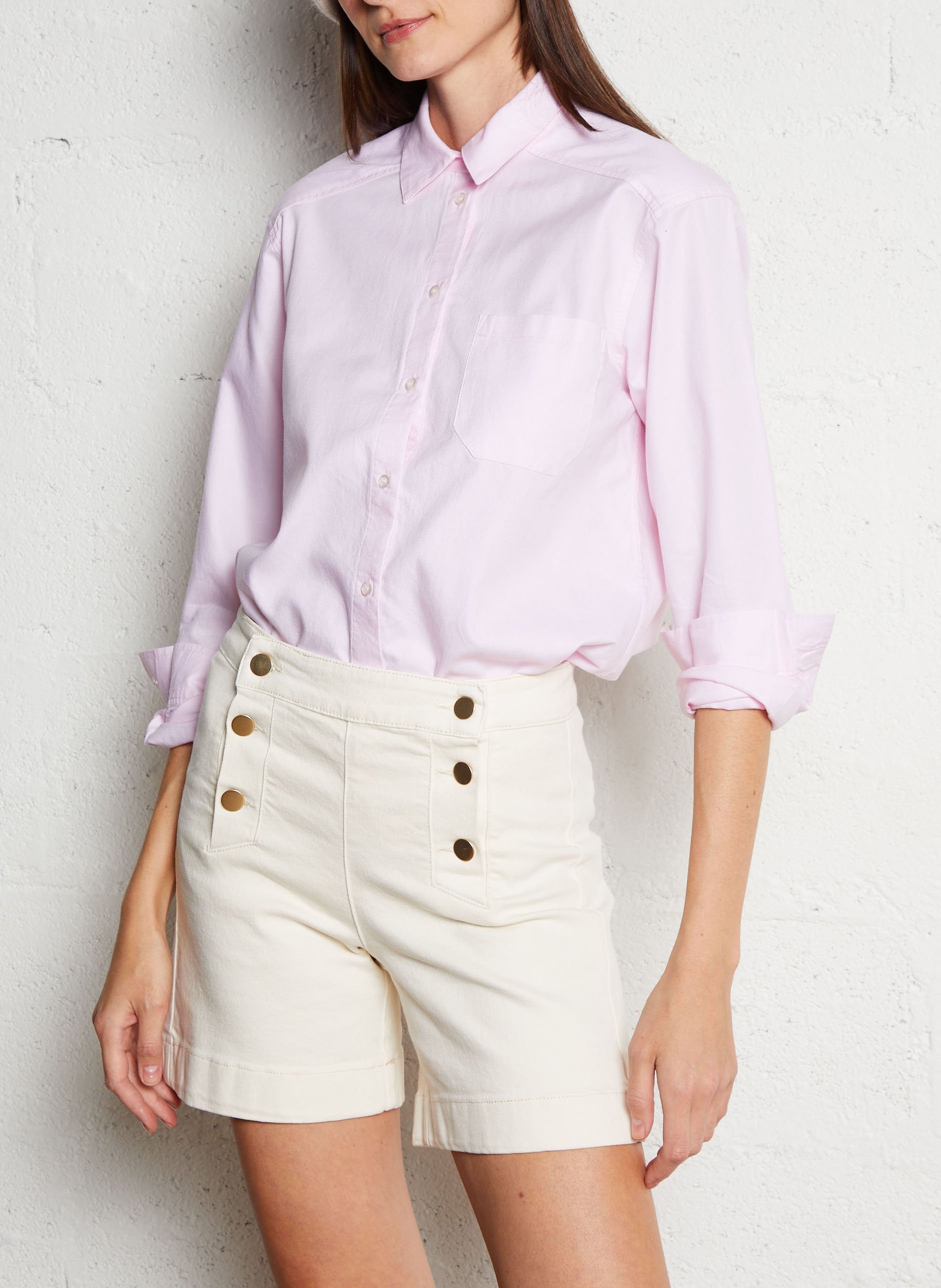 Chemise col classique manches contrastantes en coton MAISON 123