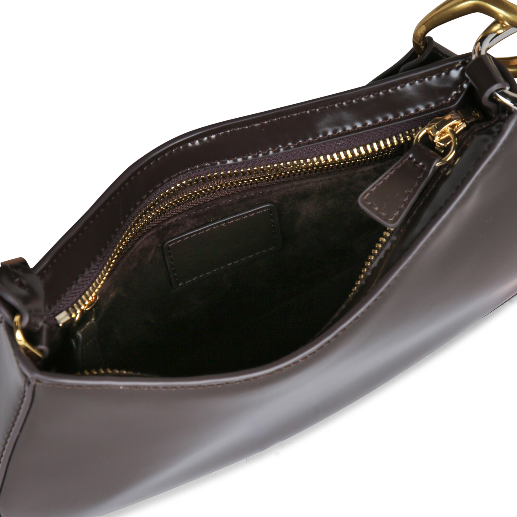 Sac baguette zippé en cuir STAUD Marron