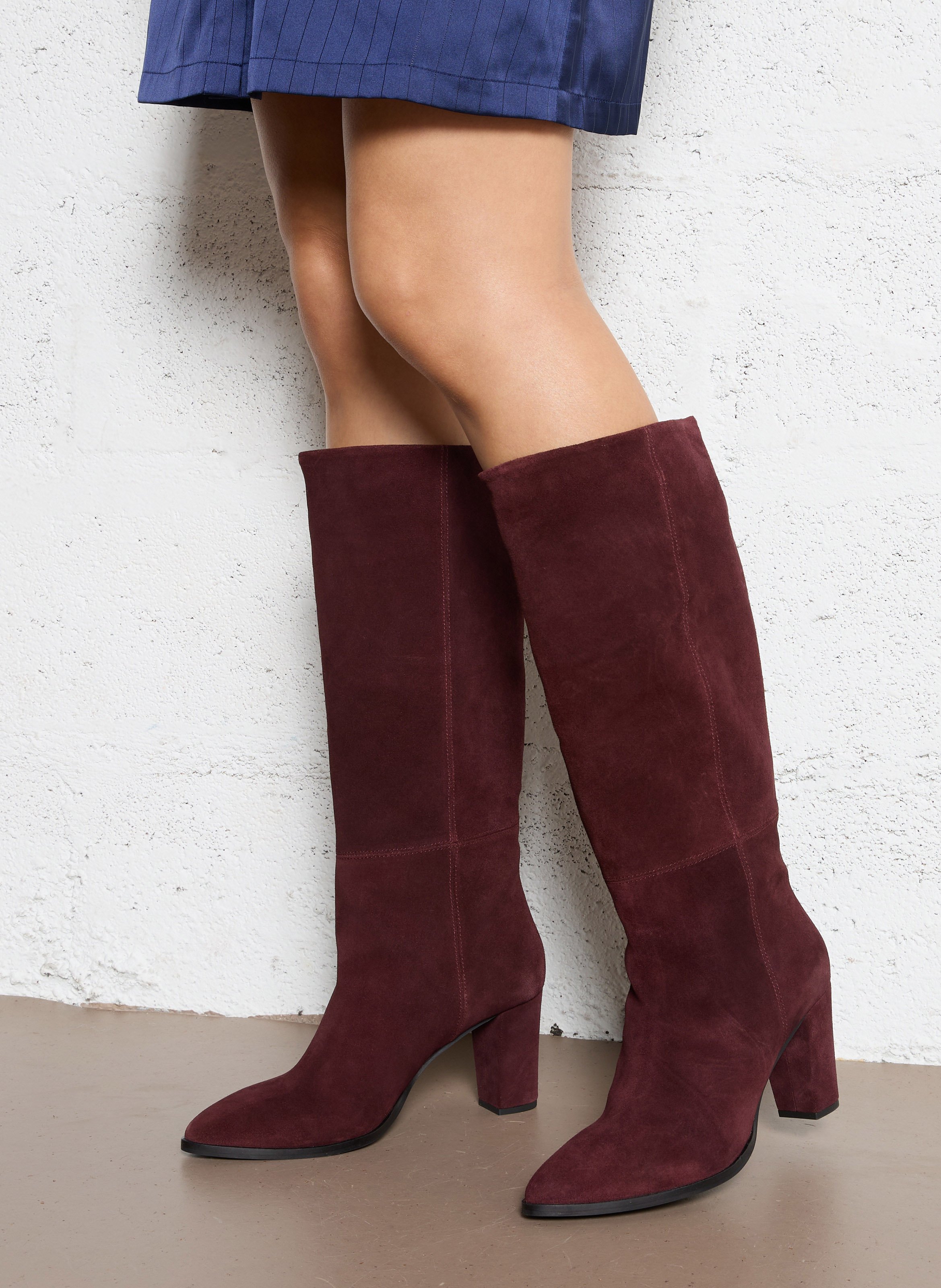 Bottes en cuir velours IKKS Rouge