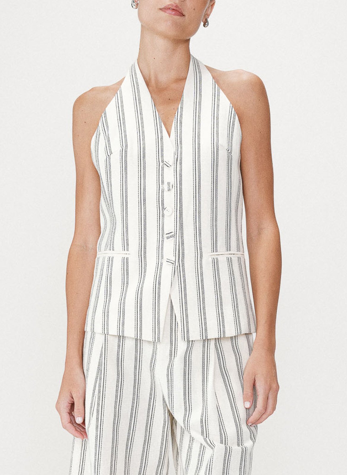 Top col v à rayures GRACE ET MILA Weiss